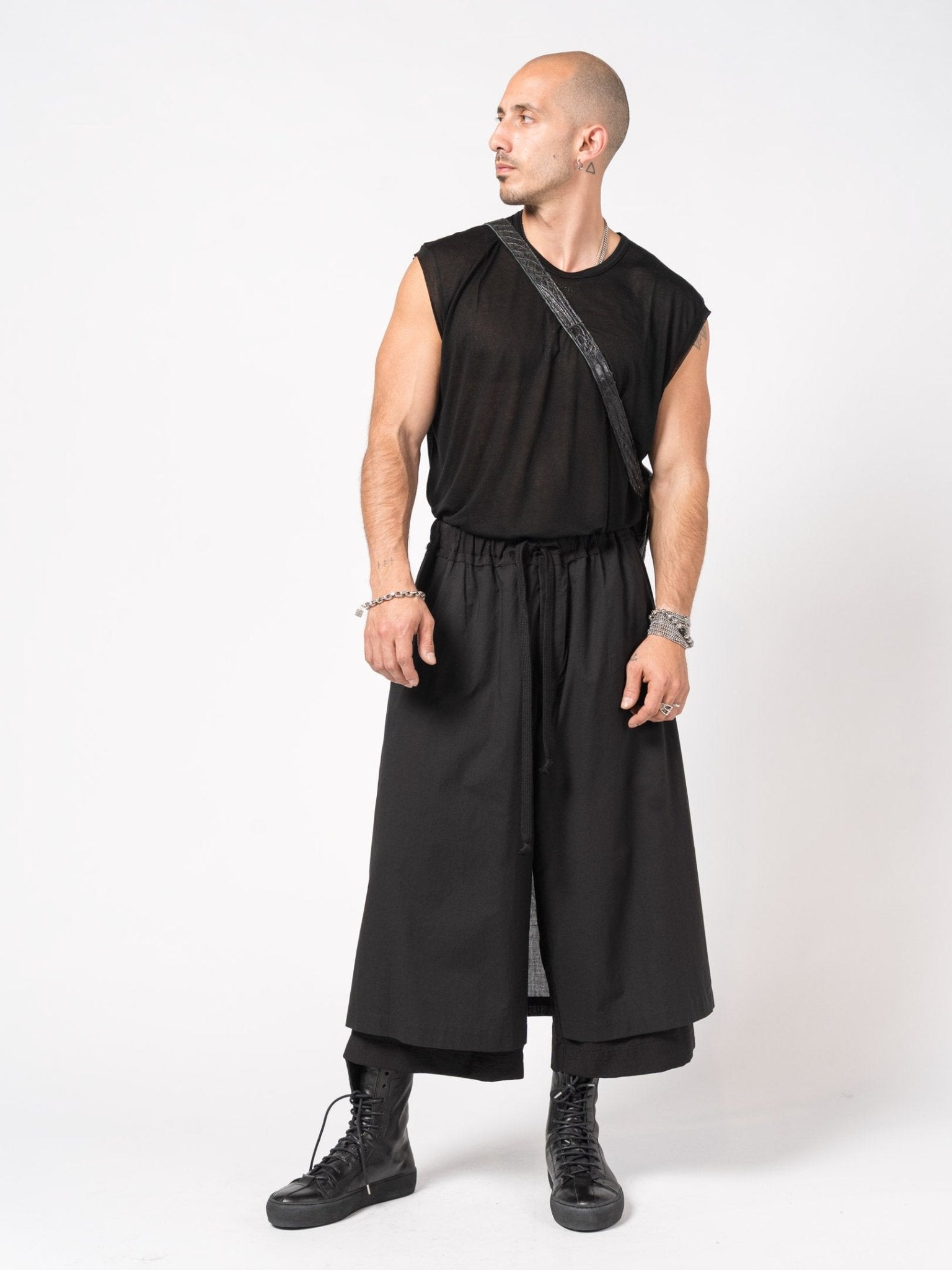 Layered Cotton Skirt - Pants - by GIOVANNI CAVAGNA