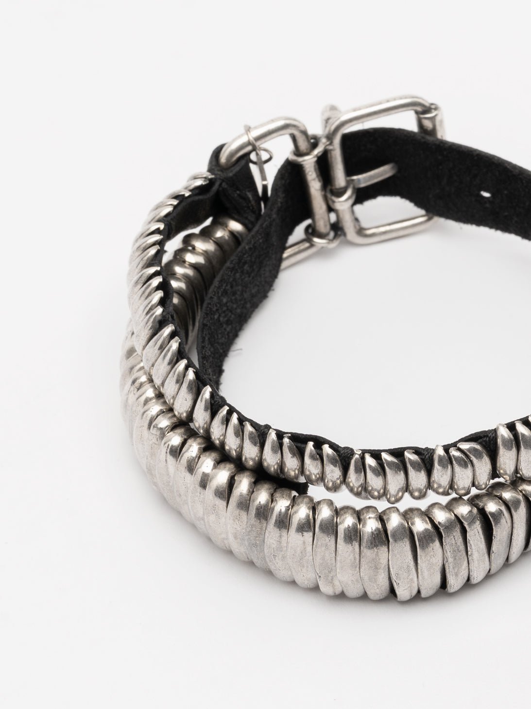 Layered Silver and Leather Bracelet - by GOTI
