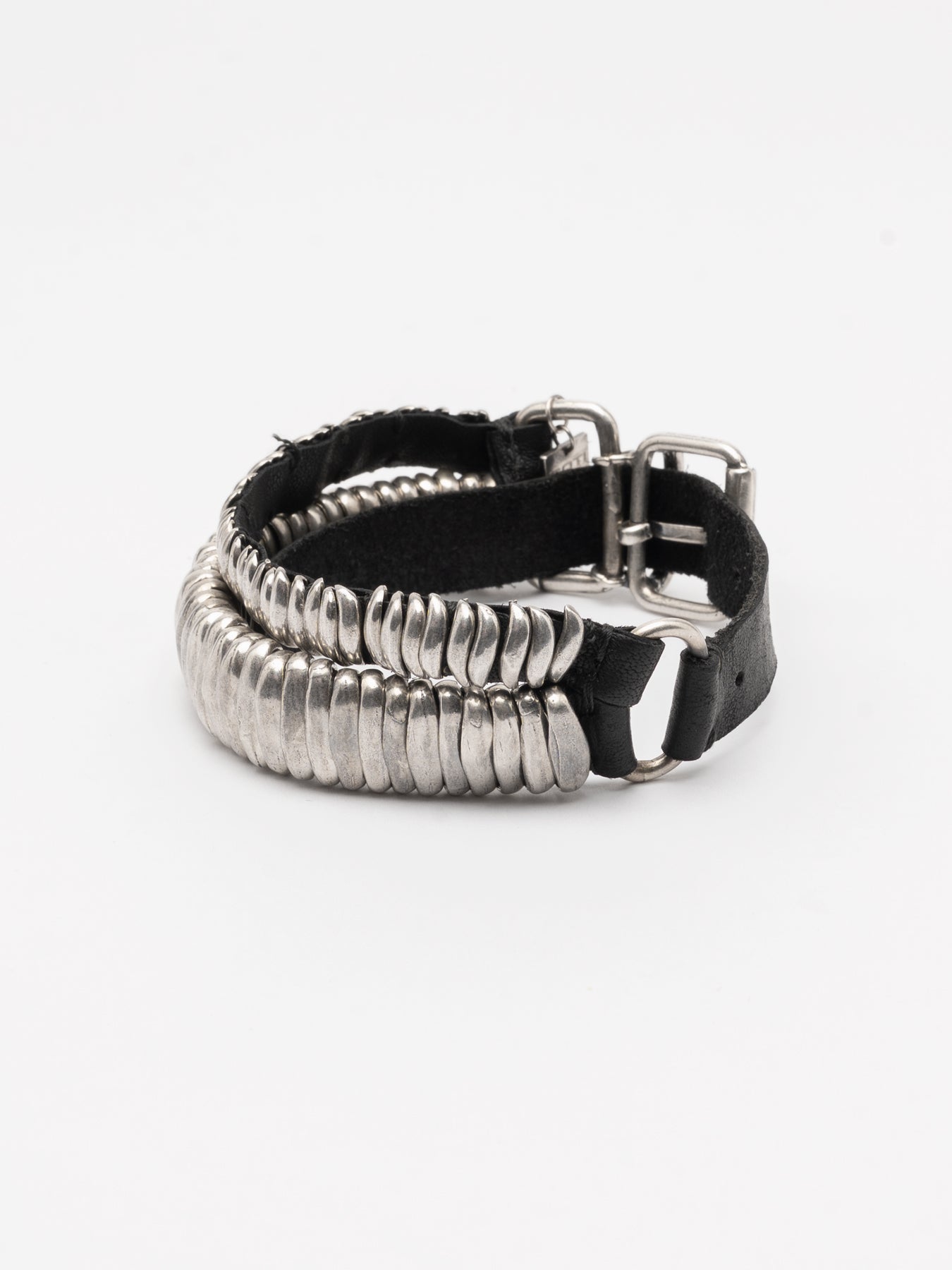 Layered Silver and Leather Bracelet - by GOTI