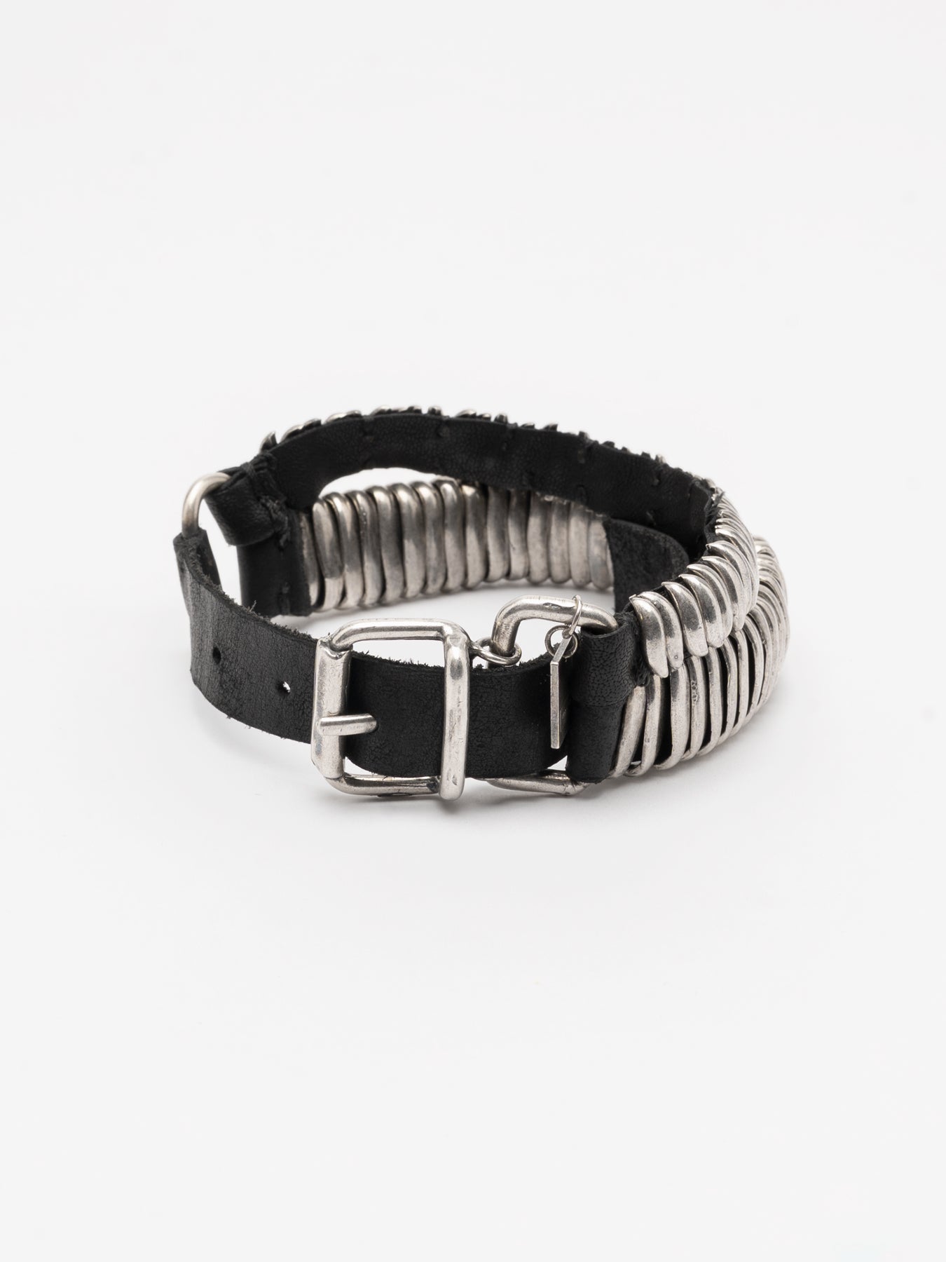 Layered Silver and Leather Bracelet - by GOTI