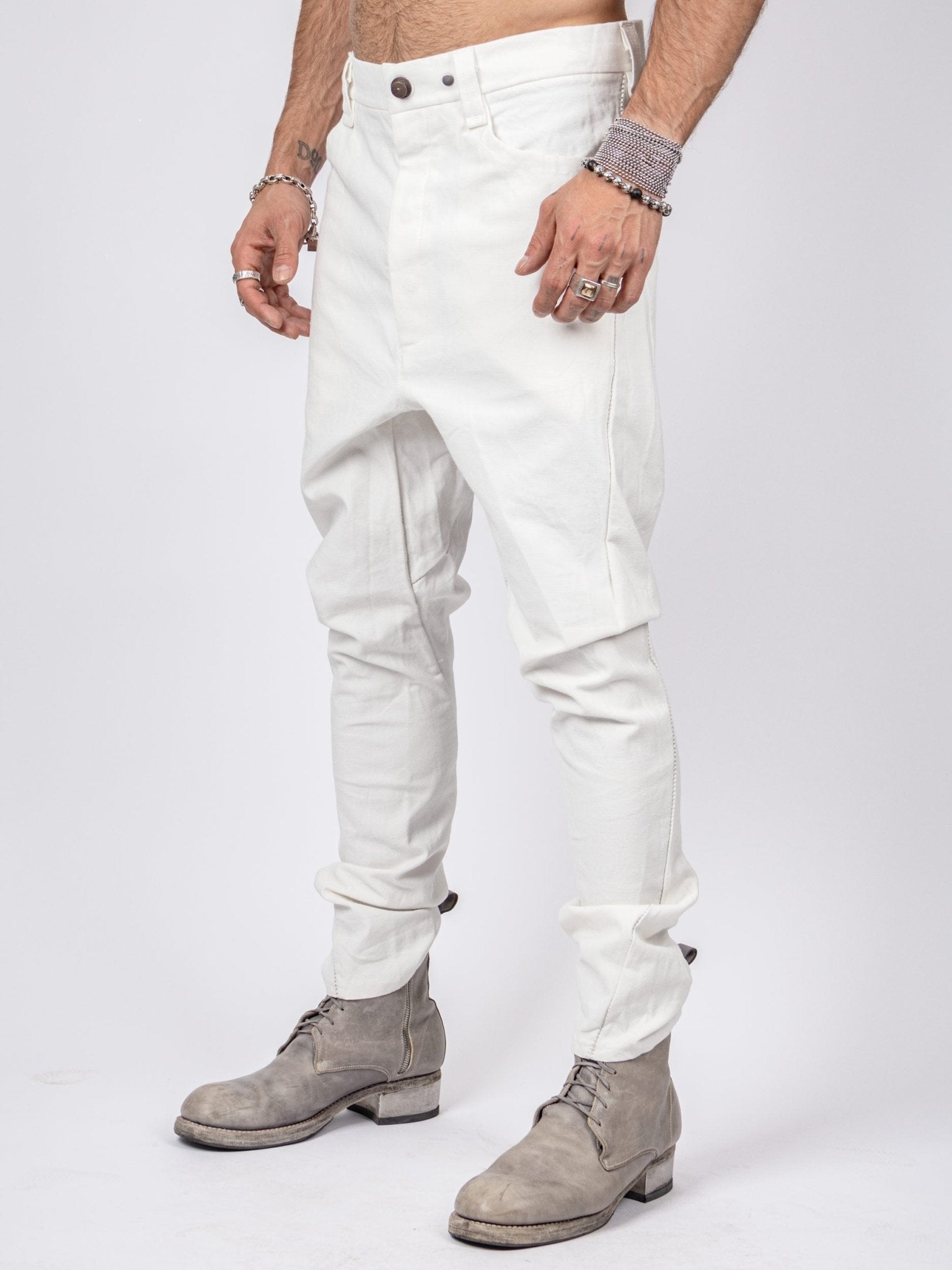 LC4 Pockets Armure Cotton Pants — White - by Isaac Sellam