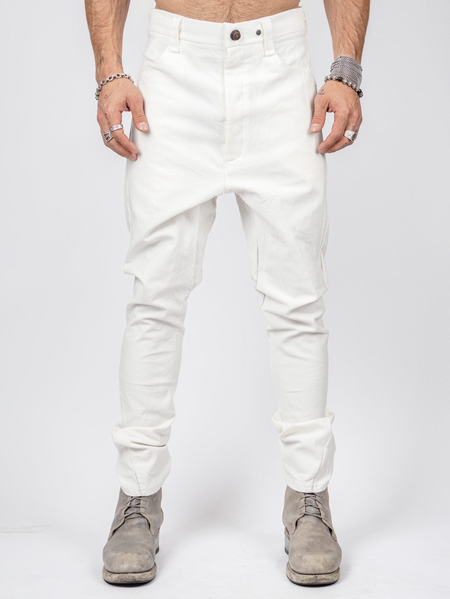 LC4 Pockets Armure Cotton Pants — White - by Isaac Sellam