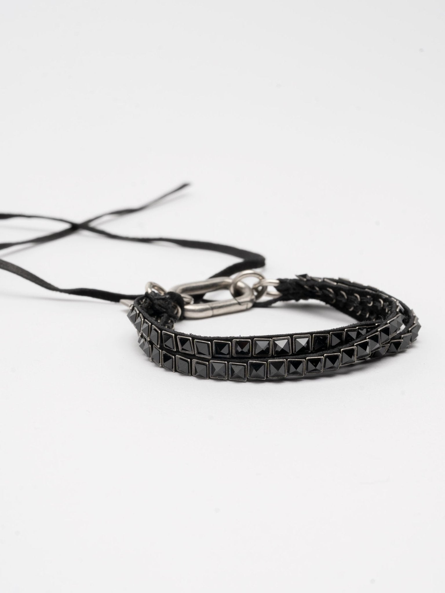 Leather and Hematite Wrap Bracelet - by GOTI