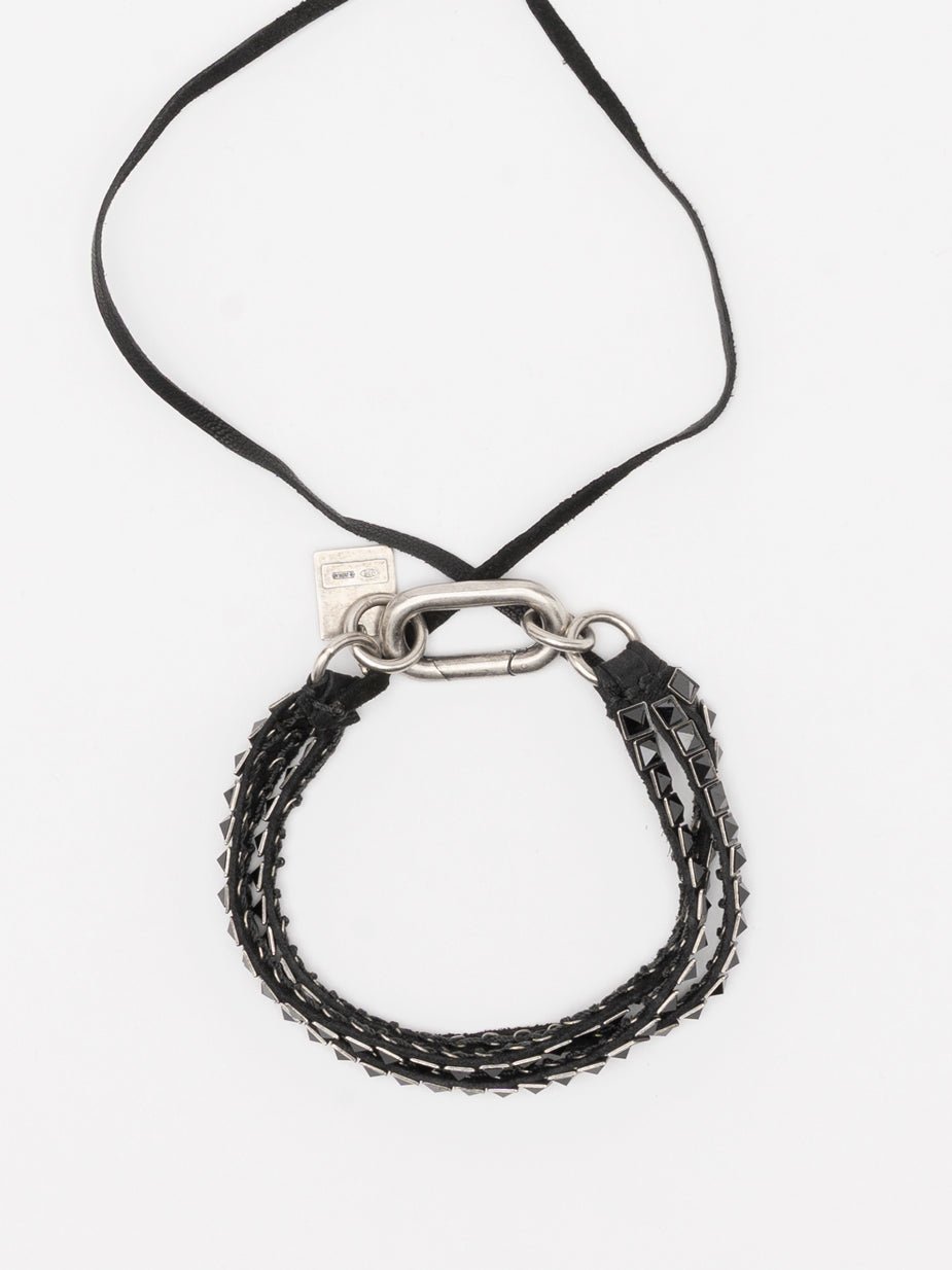 Leather and Hematite Wrap Bracelet - by GOTI