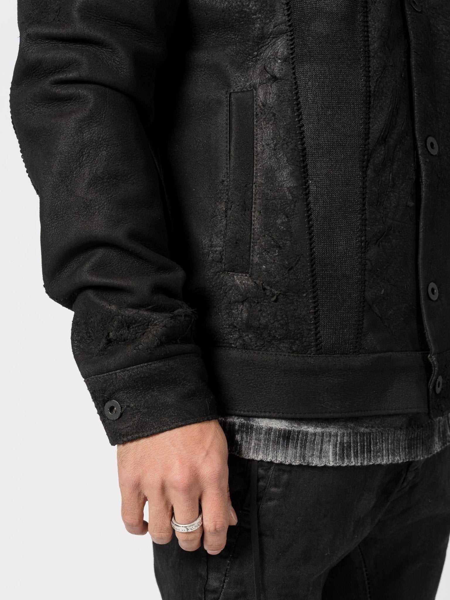 Leather and Wool Mixed - Media Jacket - by MD75