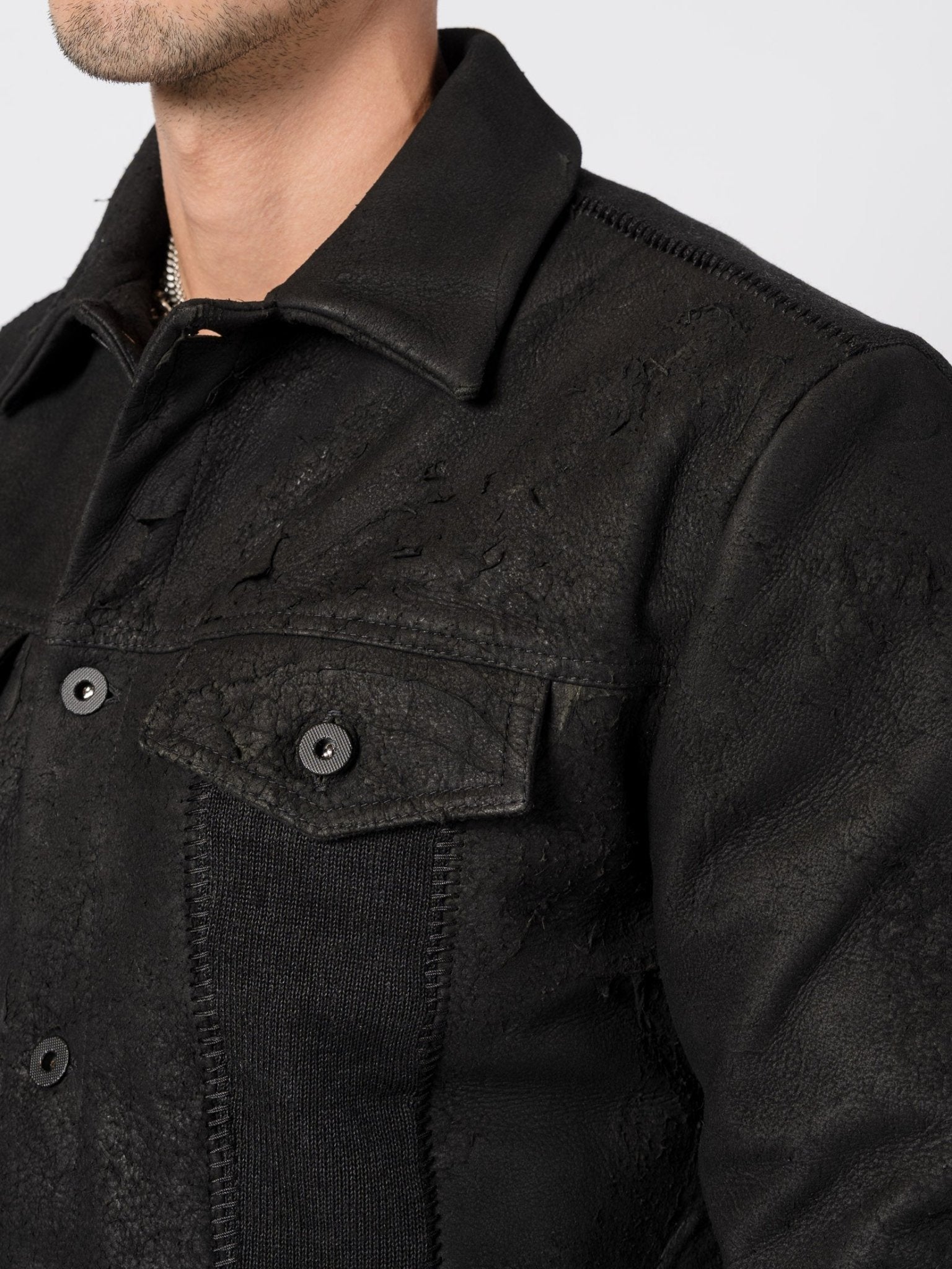 Leather and Wool Mixed - Media Jacket - by MD75