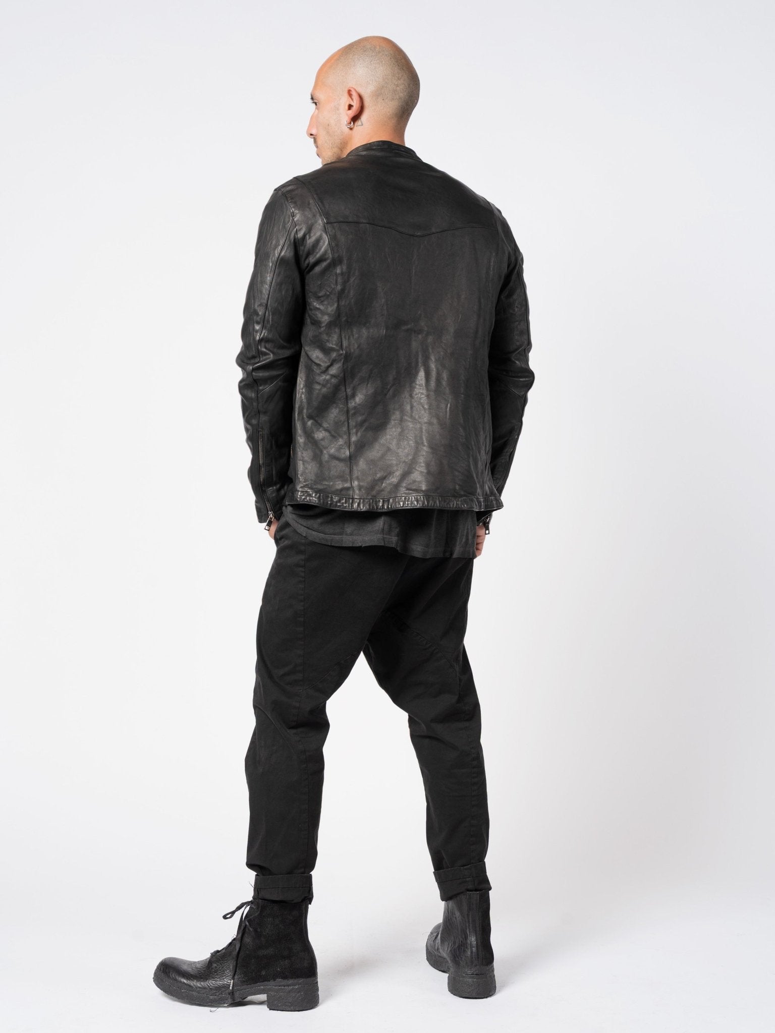 Garment-Dyed Vegetable-Tanned Leather Biker Jacket by GIORGIO