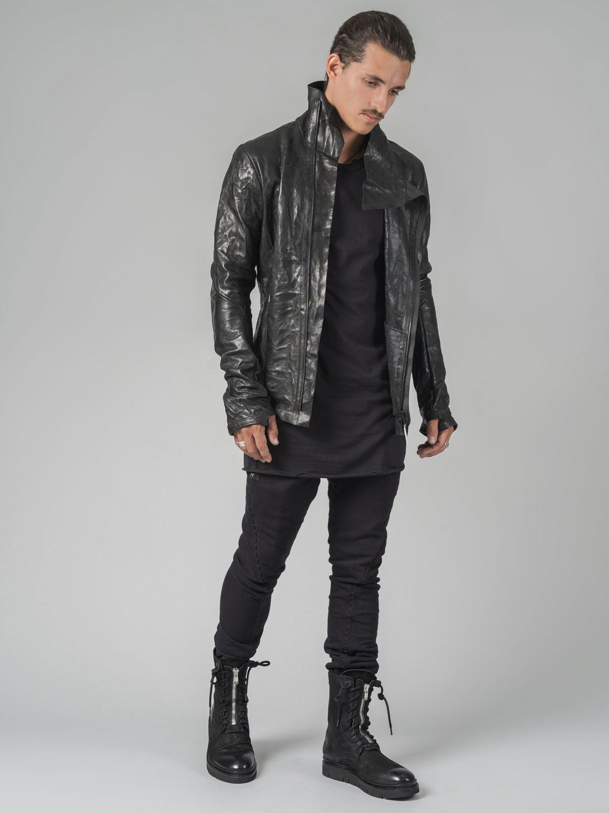 Leather High-Neck Jacket - by ISAAC SELLAM