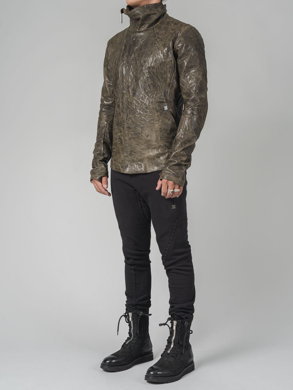 Leather High-Neck Jacket - by ISAAC SELLAM