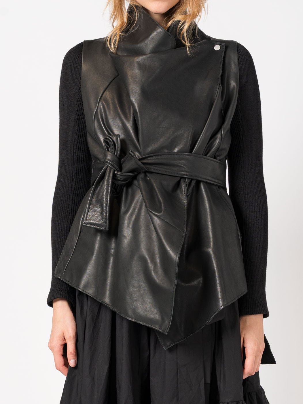 Leather Vest with Wool Sleeves - by 139DEC