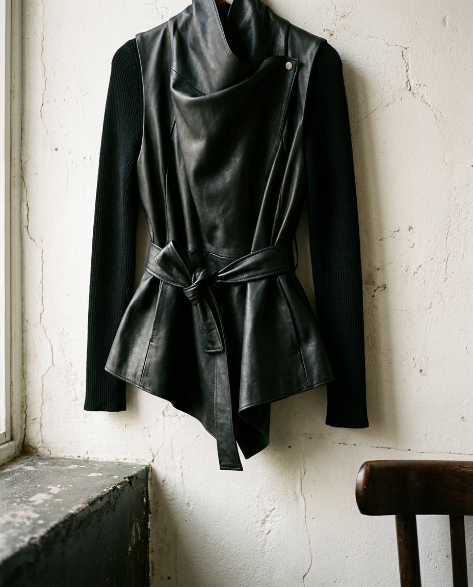 Leather Vest with Wool Sleeves - by 139DEC