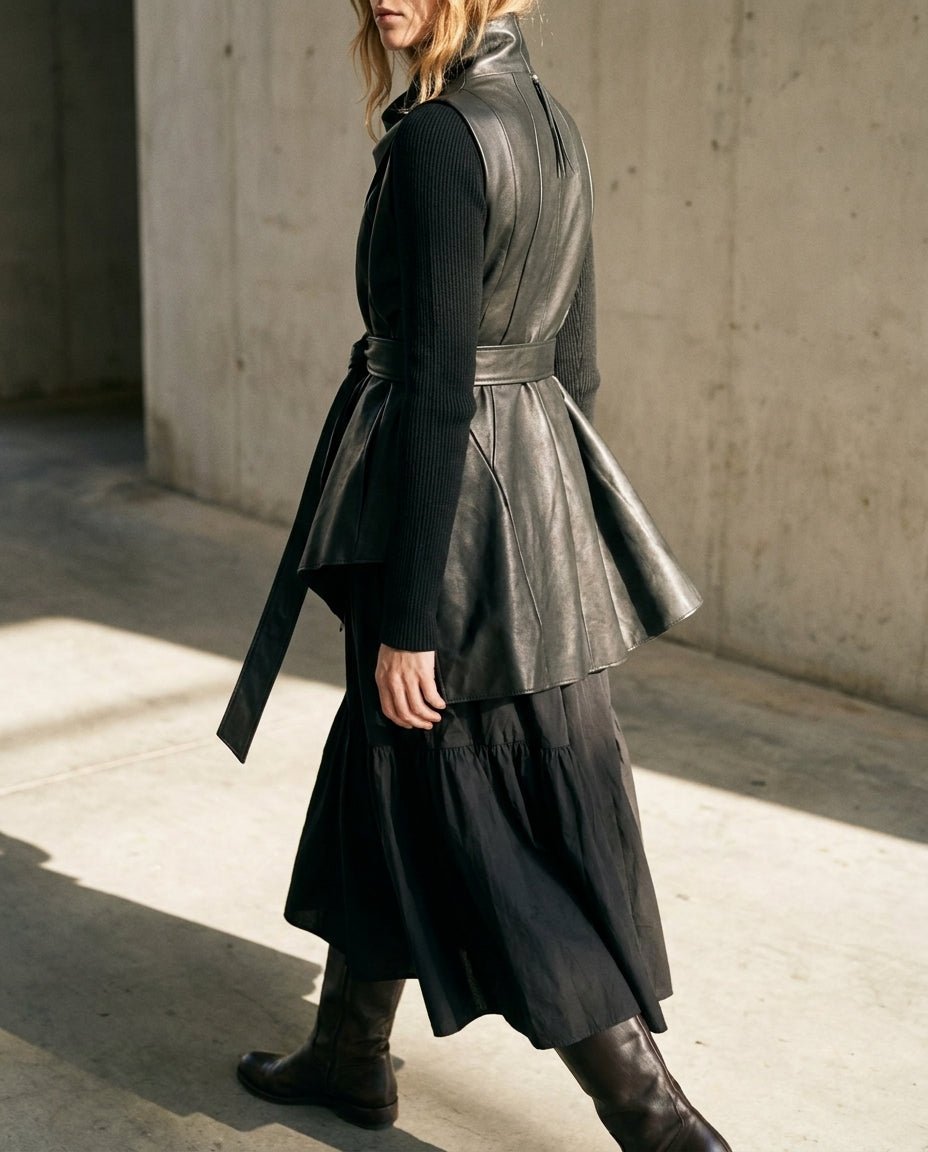 Leather Vest with Wool Sleeves - by 139DEC