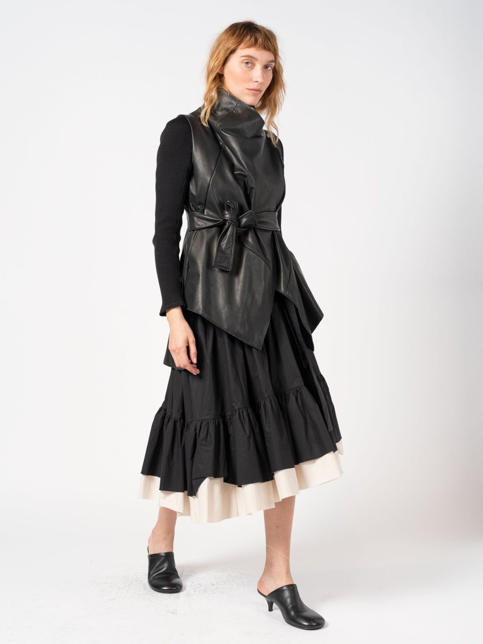 Leather Vest with Wool Sleeves - by 139DEC