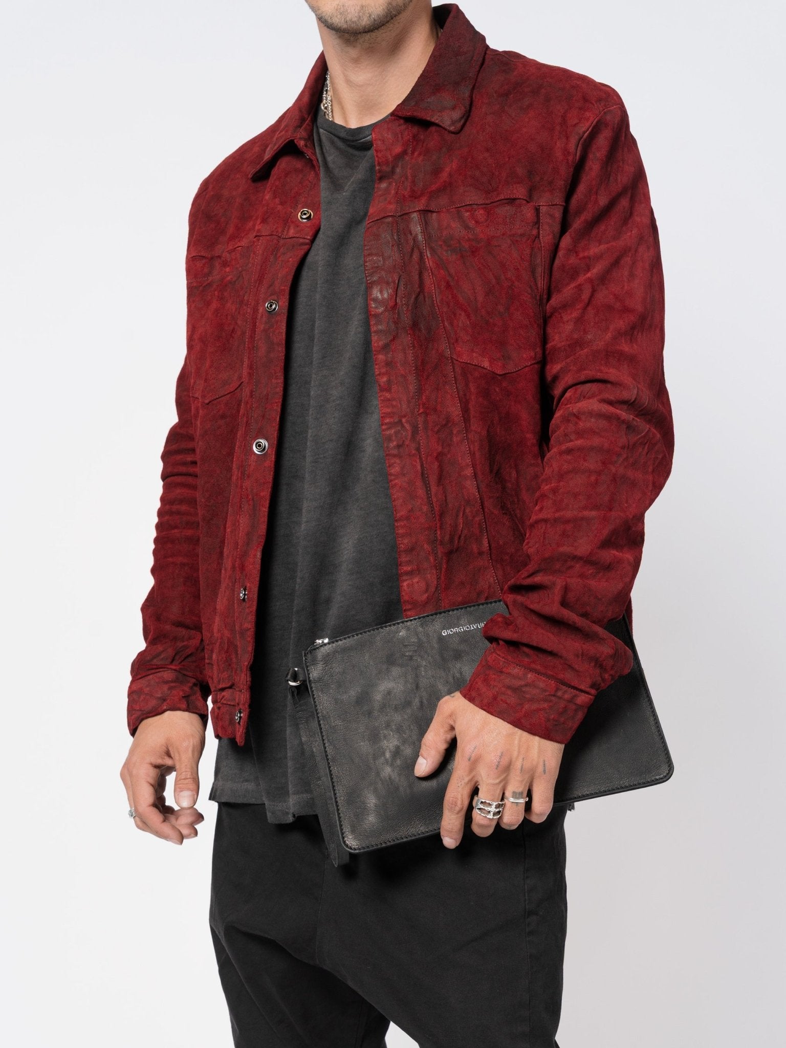 Leather Zipped Clutch - by GIORGIO BRATO