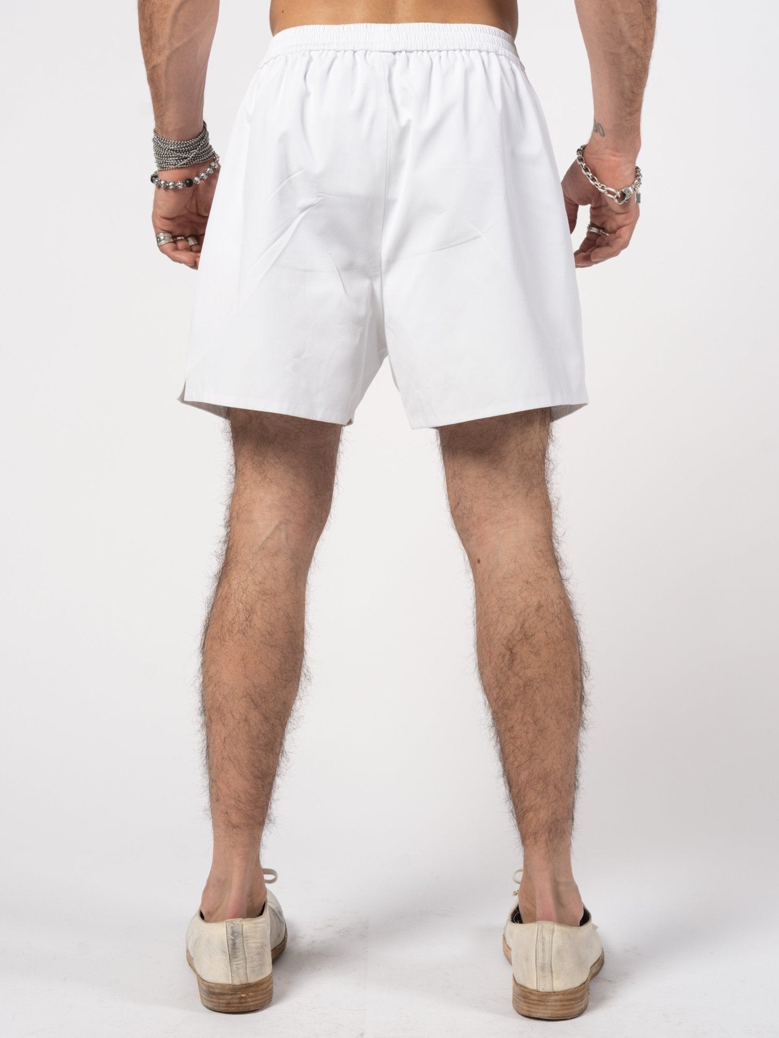 140 GSM Cotton Elastic Shorts White - Italian minimalist summer piece by SAPIO