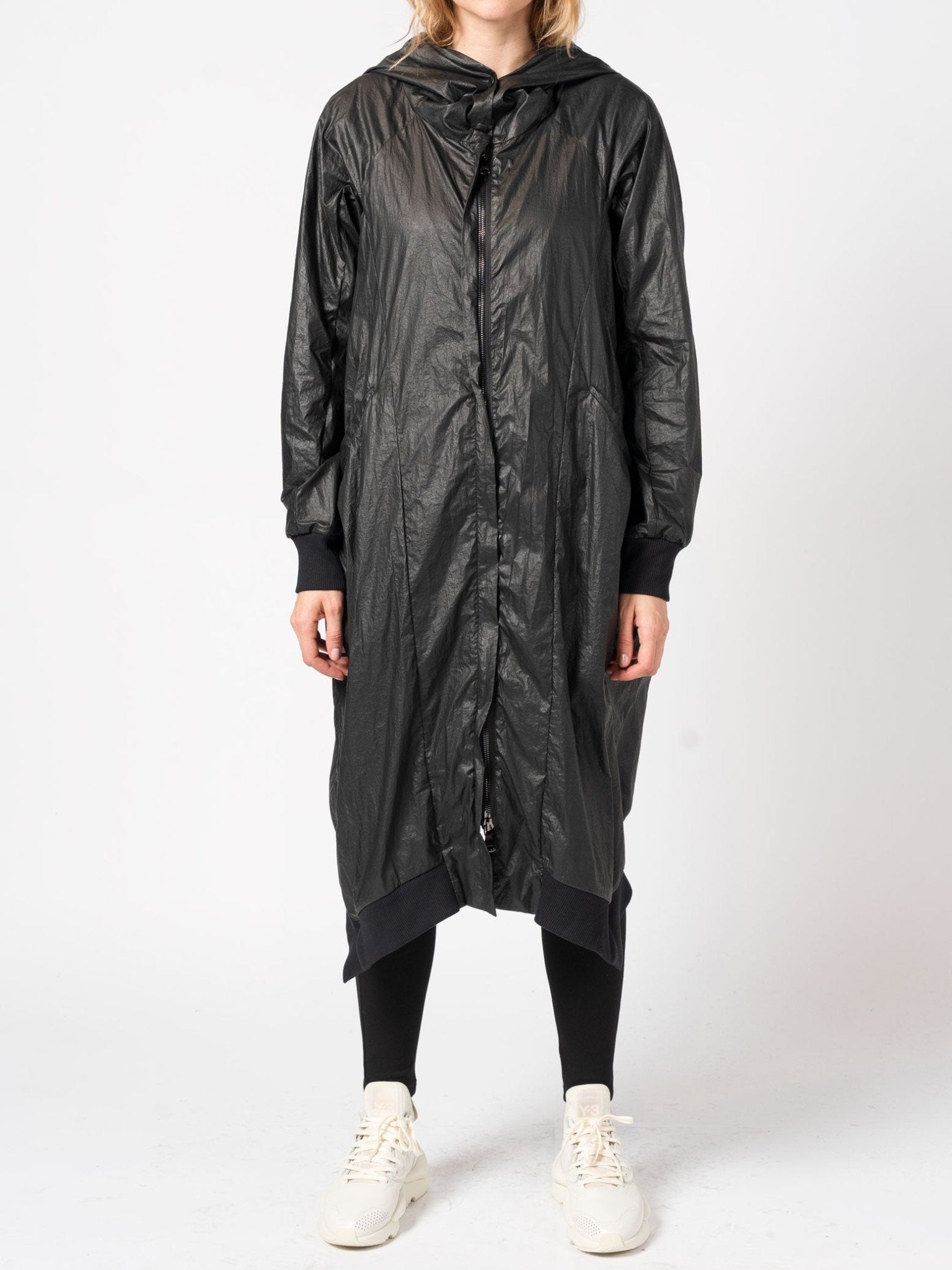 Lightweight Crinkle Nylon Coat with Hood - by 139DEC