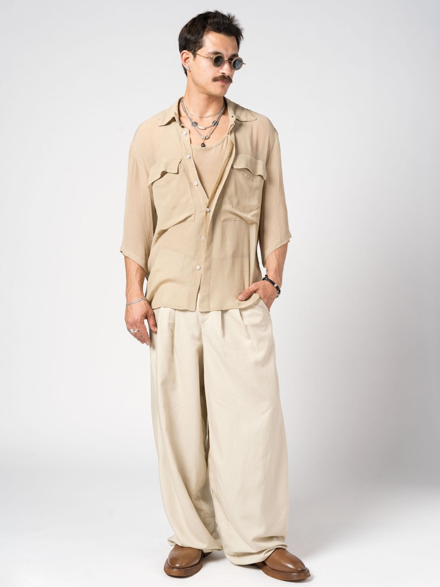 Lightweight Textured Button - Up Shirt - by NOSTRA SANTISSIMA
