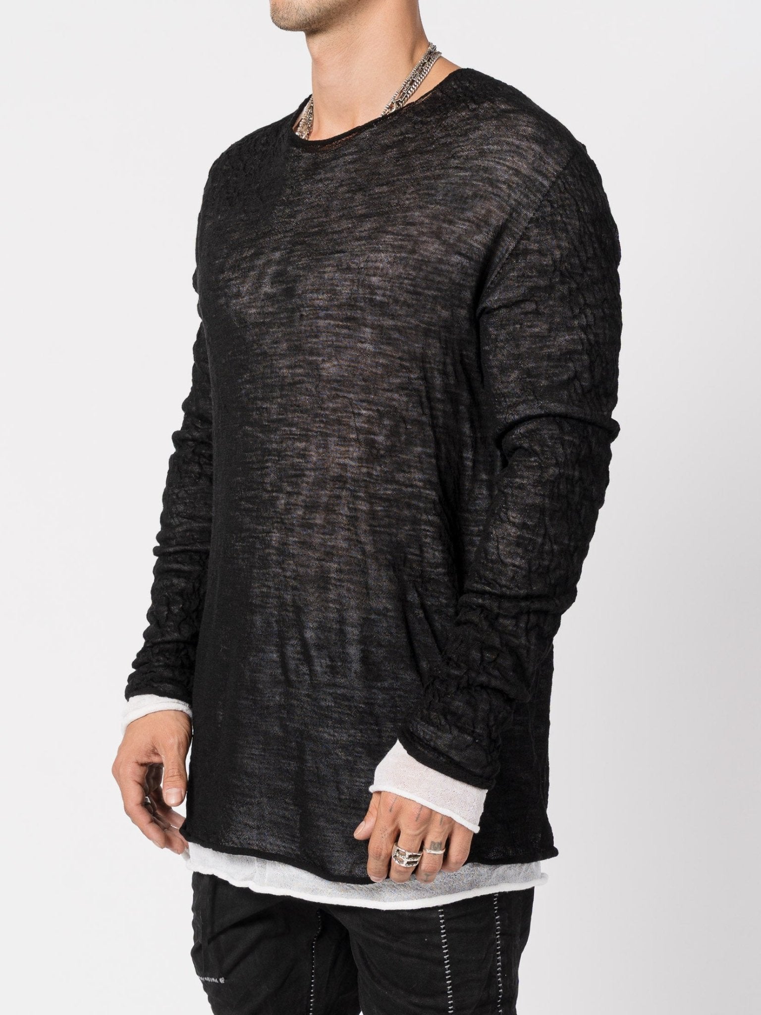 Double-Layered Ultra-Thin Twist Wool Long Sleeve by MD75 | INN7fashion