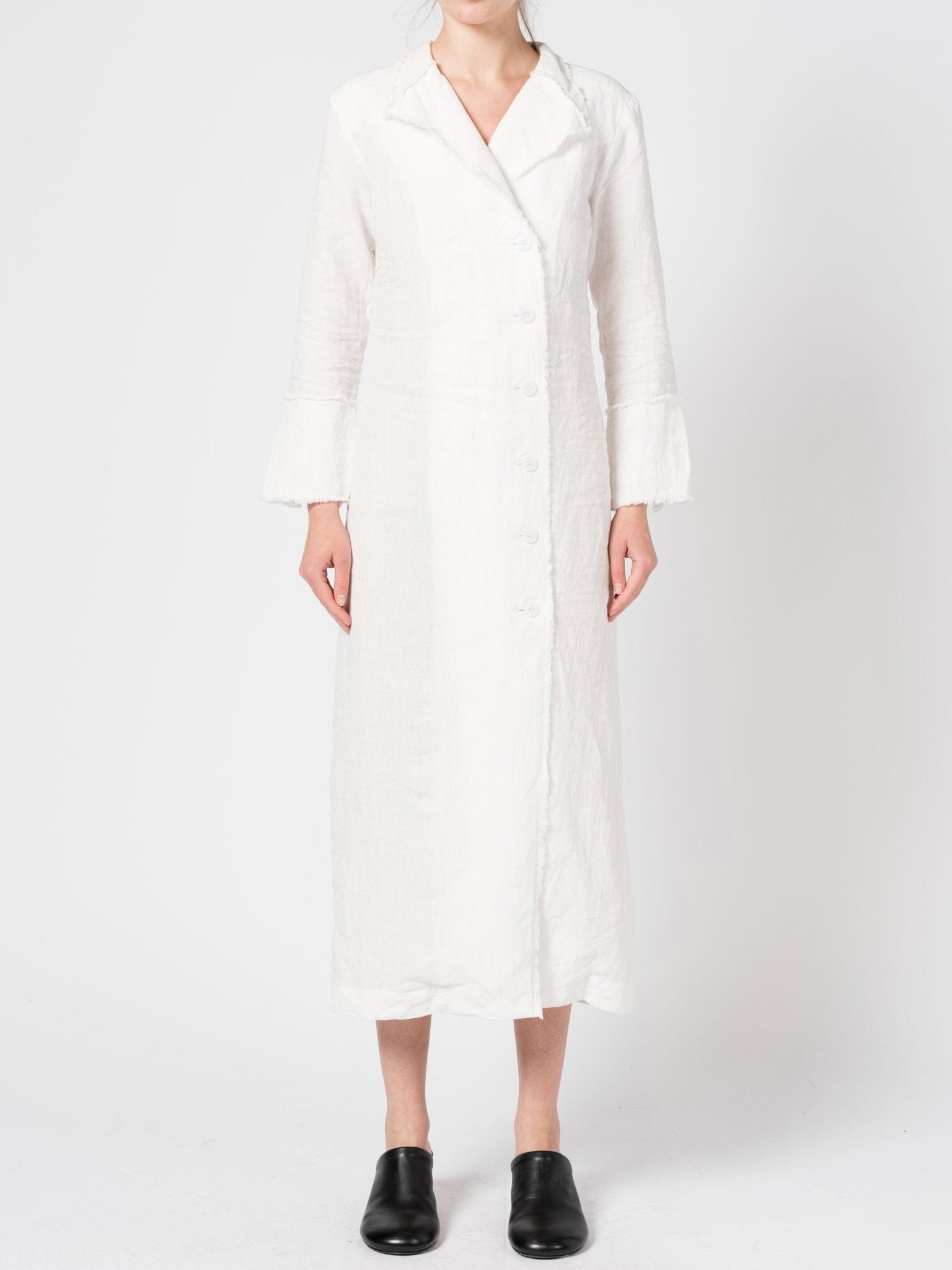 Linen Button - Down Long Dress - by DEVA KANYA