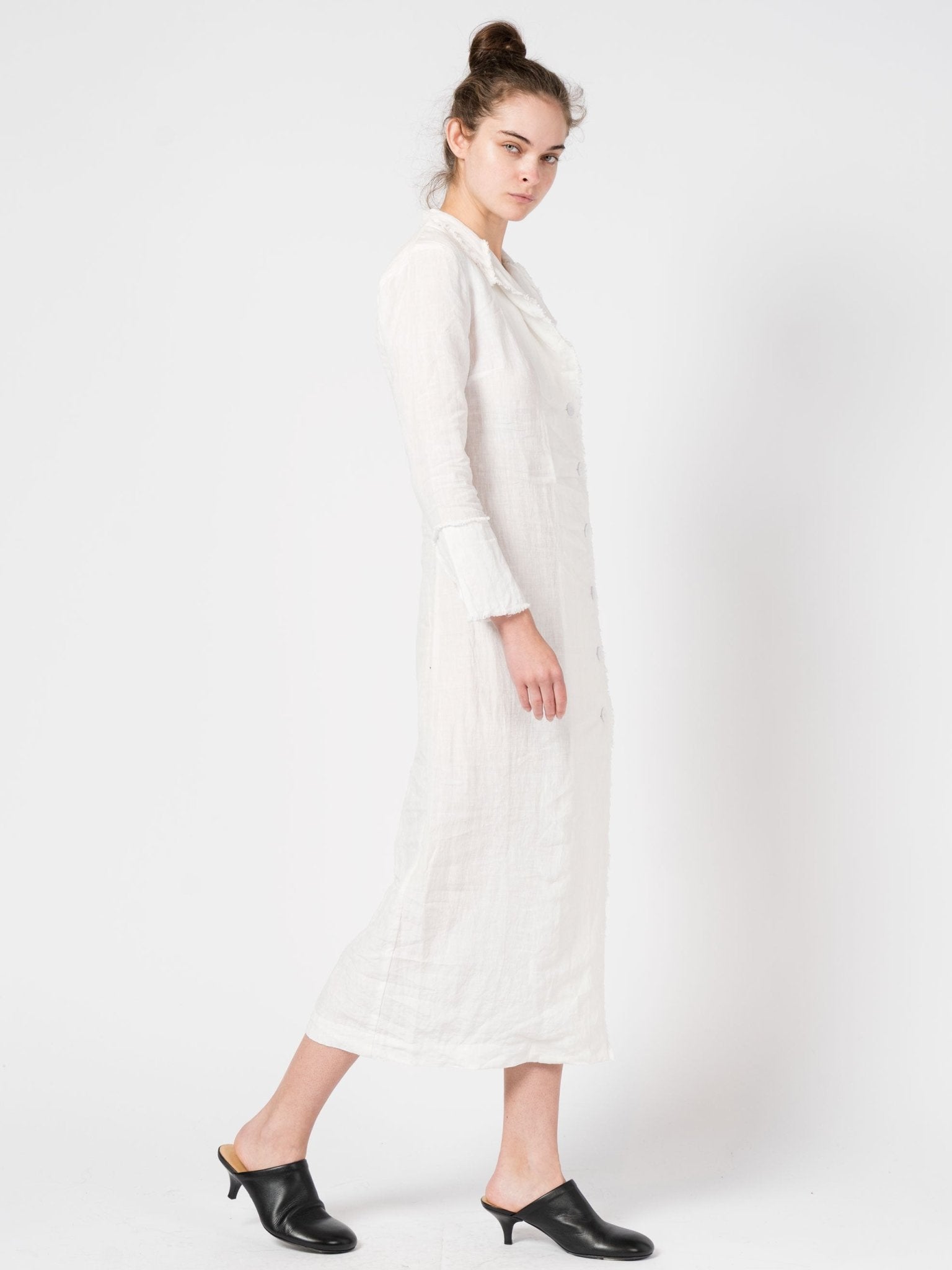 Linen Button - Down Long Dress - by DEVA KANYA