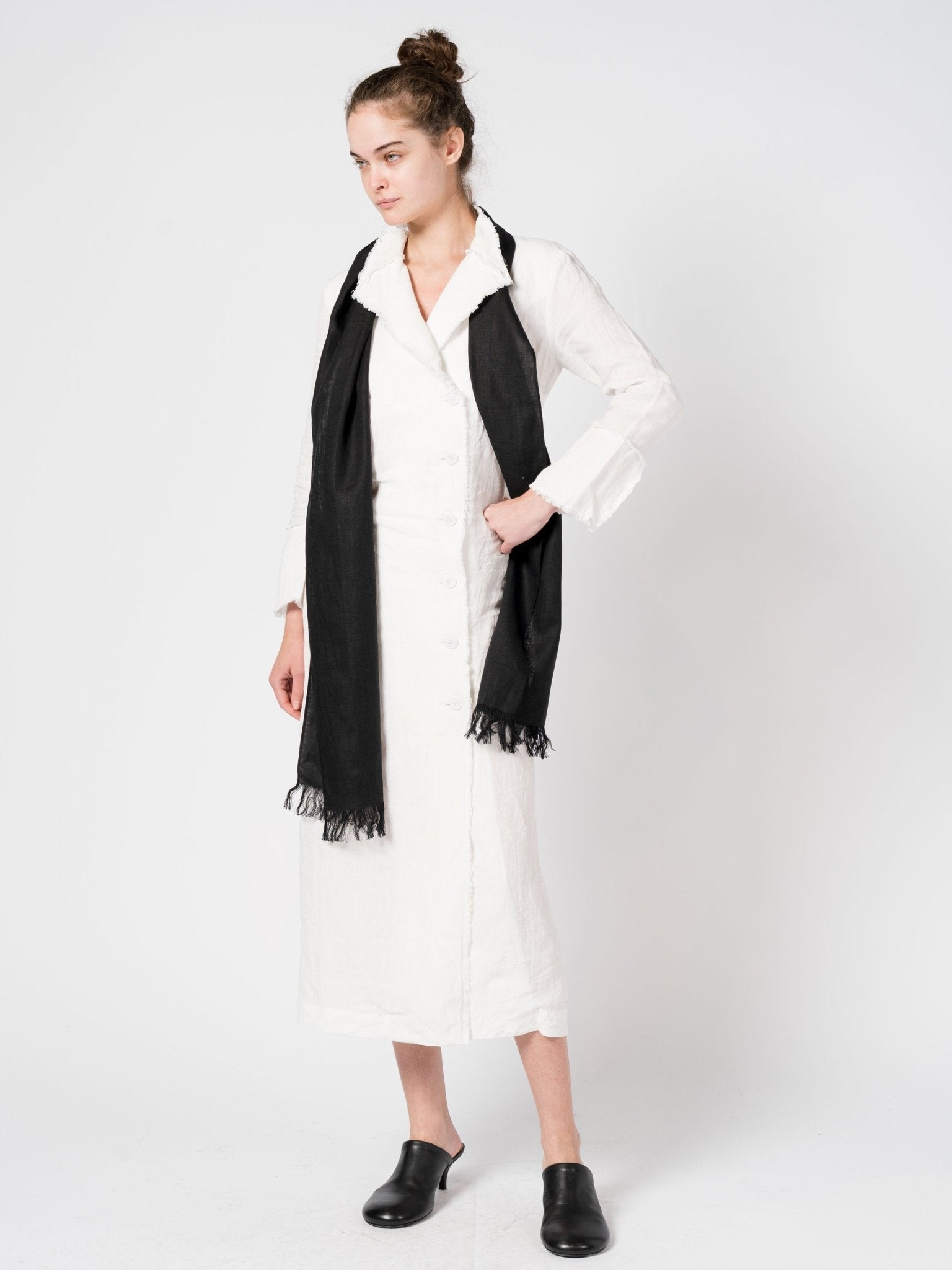 Linen Fringe Scarf - by DEVA KANYA