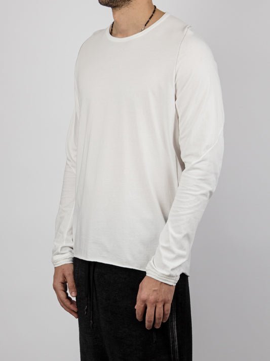 Long Sleeve T-Shirt with Leather Spine Detail - by ISAAC SELLAM