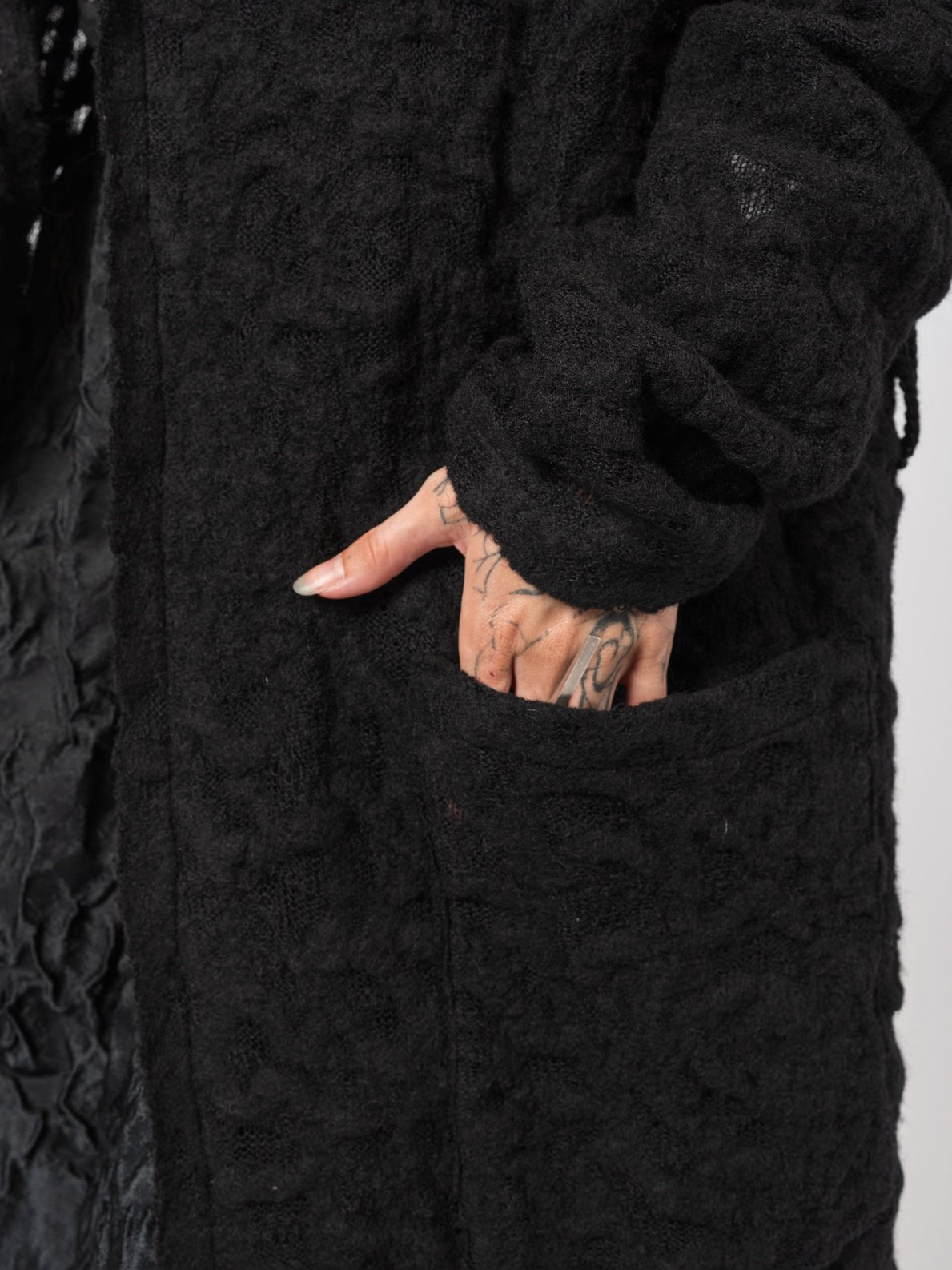 Long Textured Wool Coat - by NOSTRA SANTISSIMA