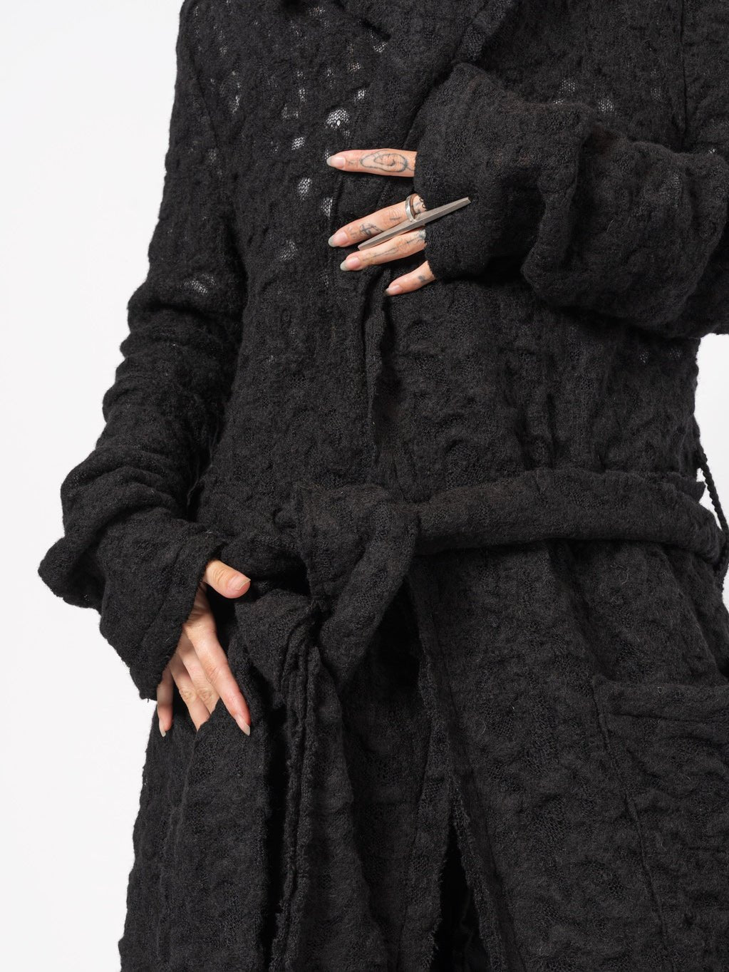 Long Textured Wool Coat - by NOSTRA SANTISSIMA