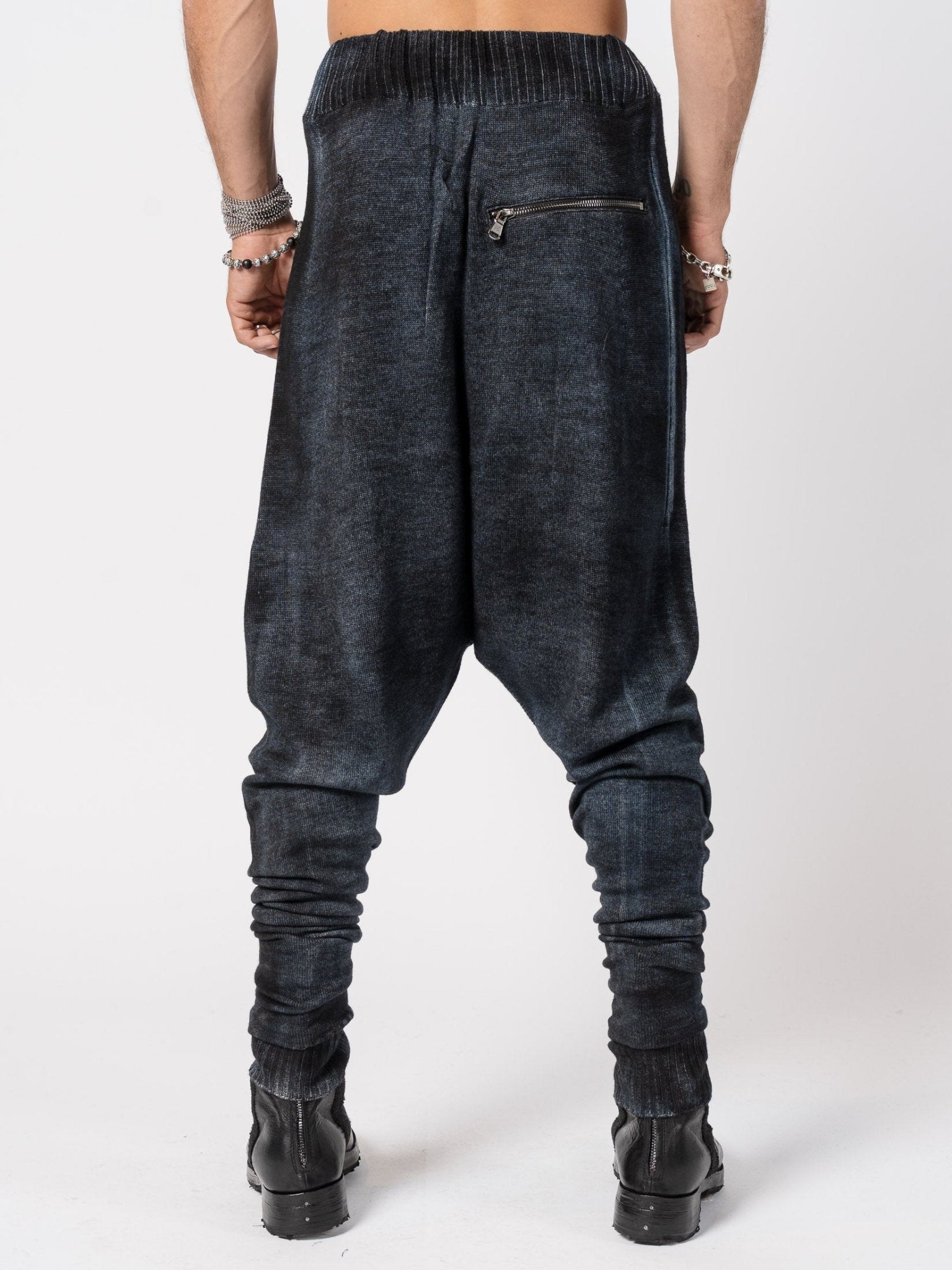 Spray-Dyed Wool Low-Crotch Knit Pants by MD75 | INN7fashion