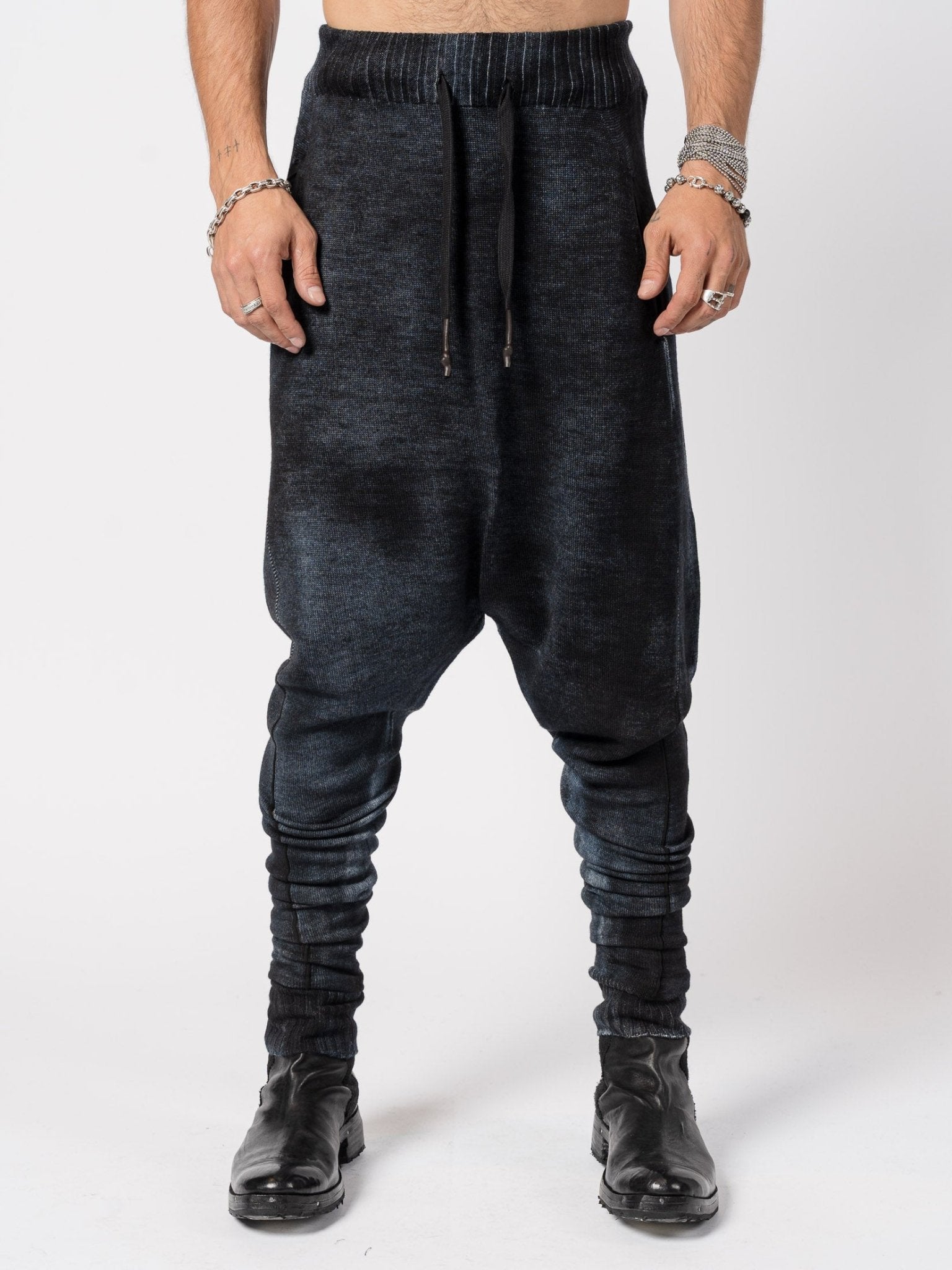 Low Crotch Wool Knit Pants - by MD75