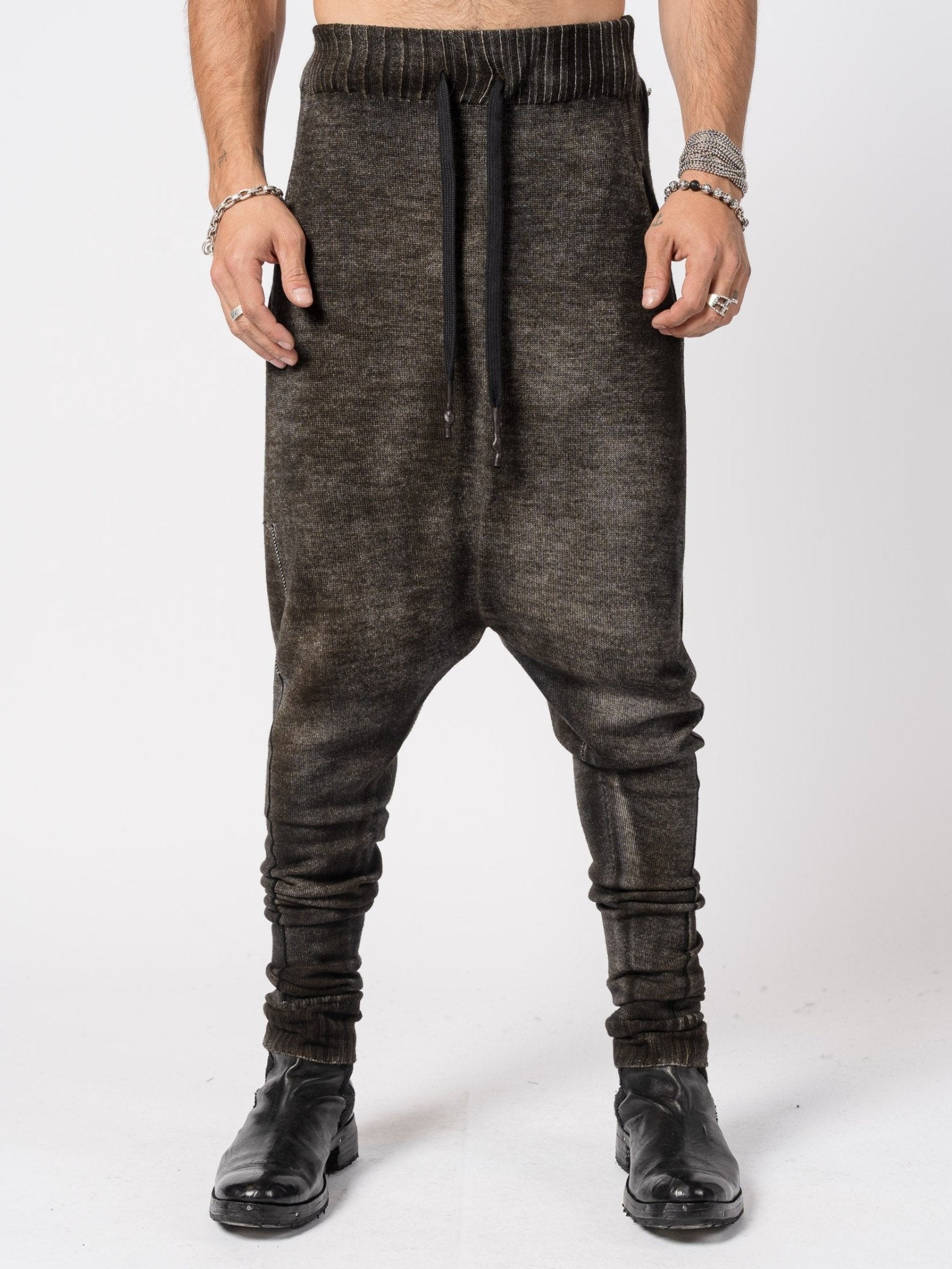 Low Crotch Wool Knit Pants - by MD75