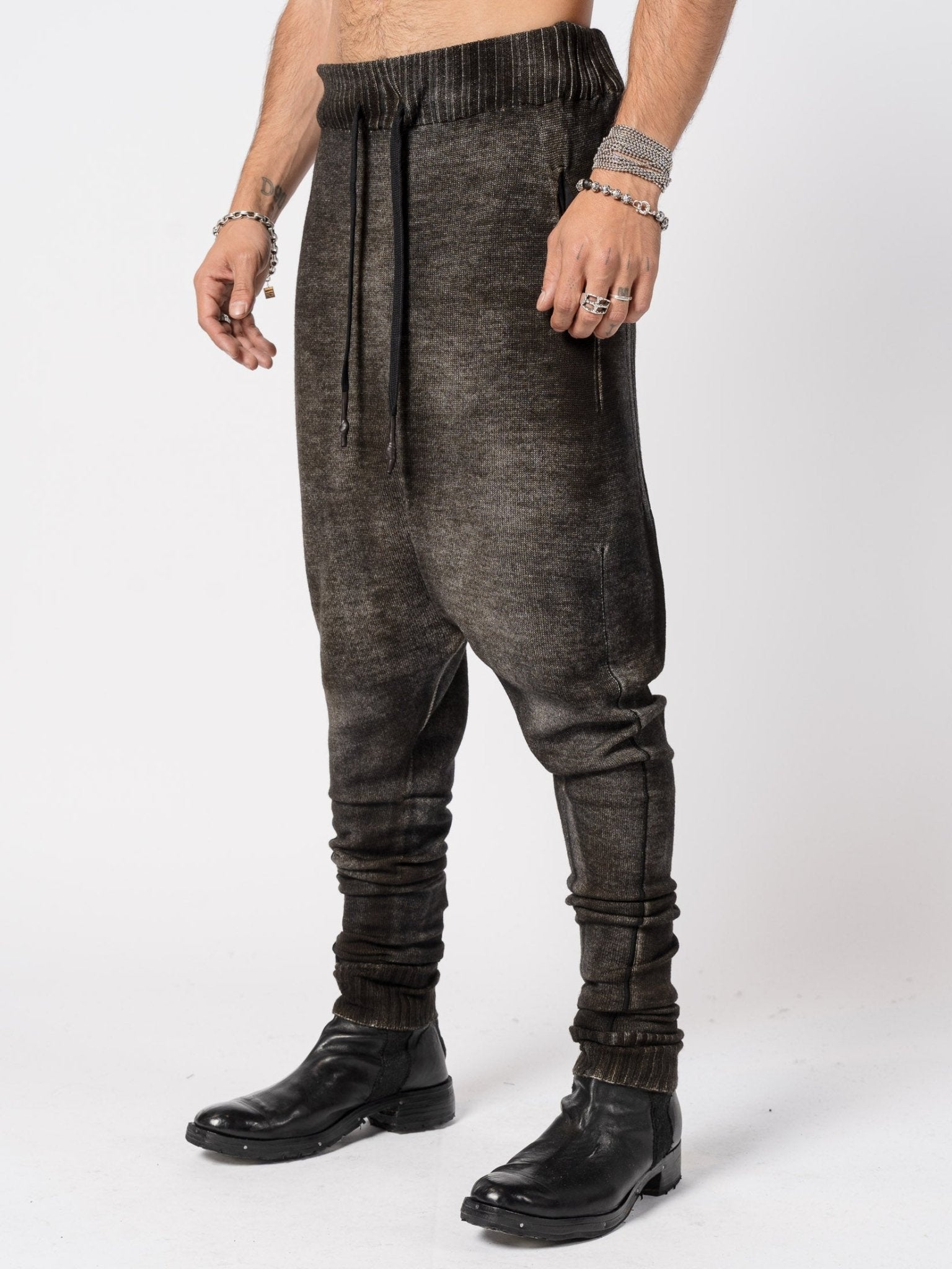 Spray-Dyed Wool Drop-Crotch Knit Pants by MD75 | INN7fashion