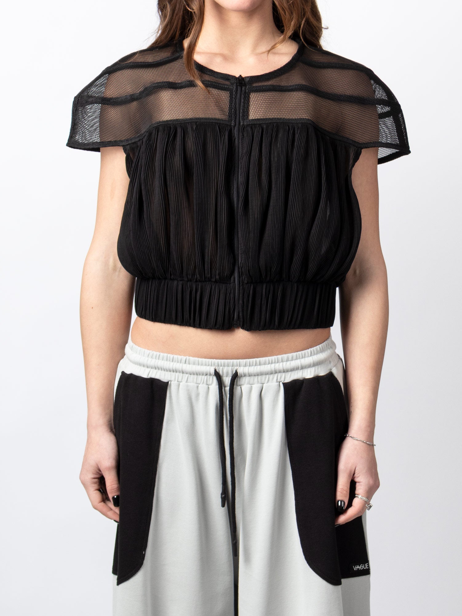 Mesh Panel Cropped Top - by VAGUE