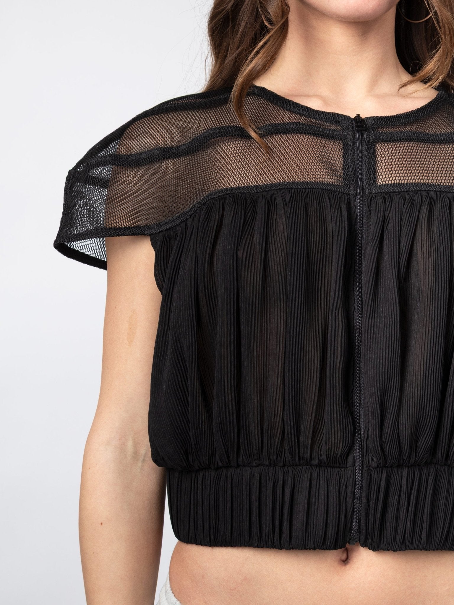 Mesh Panel Cropped Top - by VAGUE