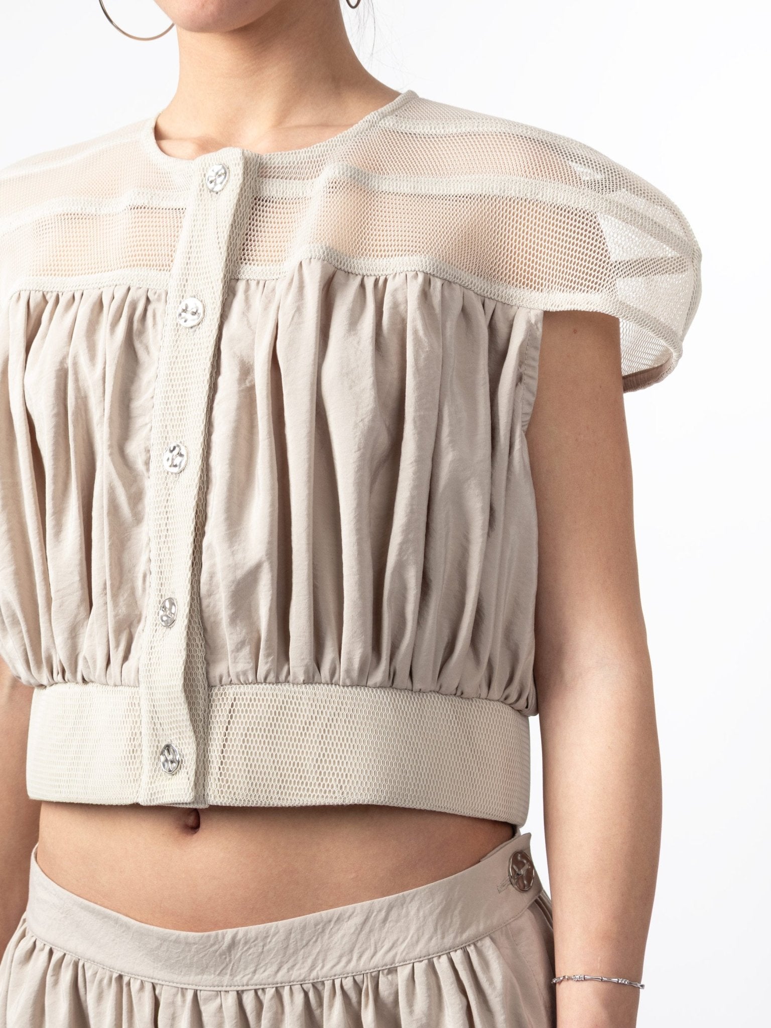 Mesh Panel Cropped Top - by VAGUE