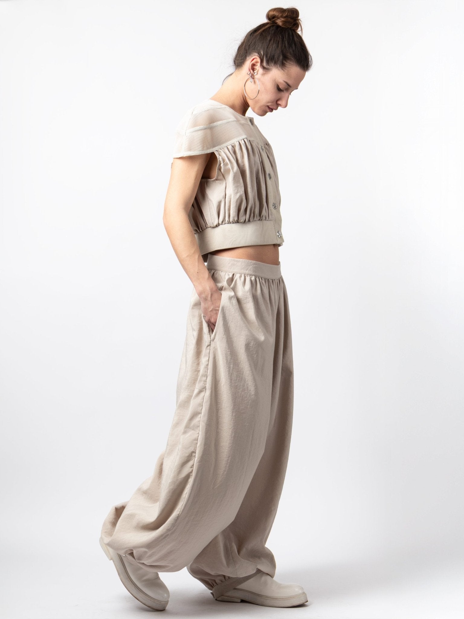 Mesh Panel Cropped Top - by VAGUE