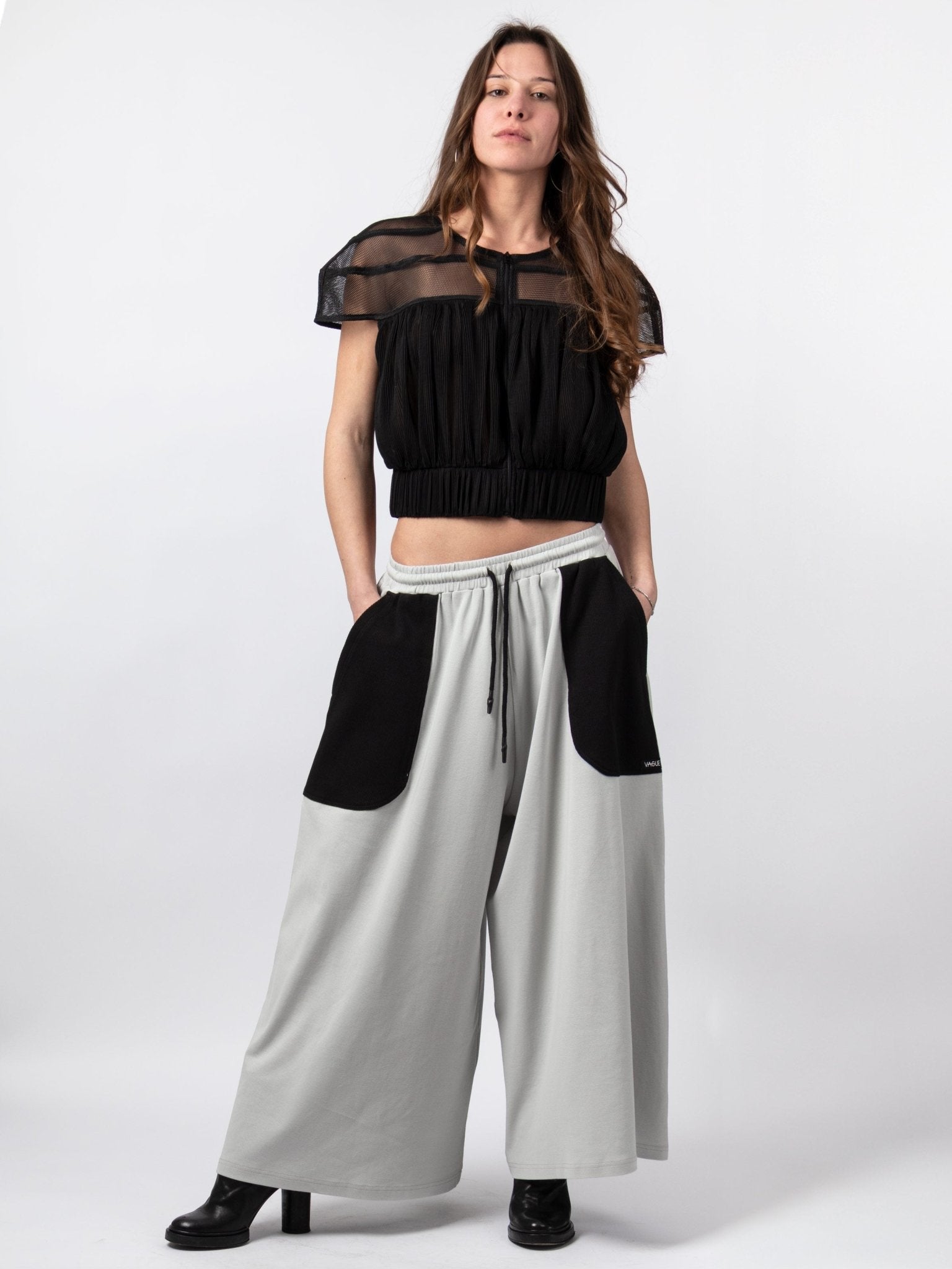 Mesh Panel Cropped Top - by VAGUE