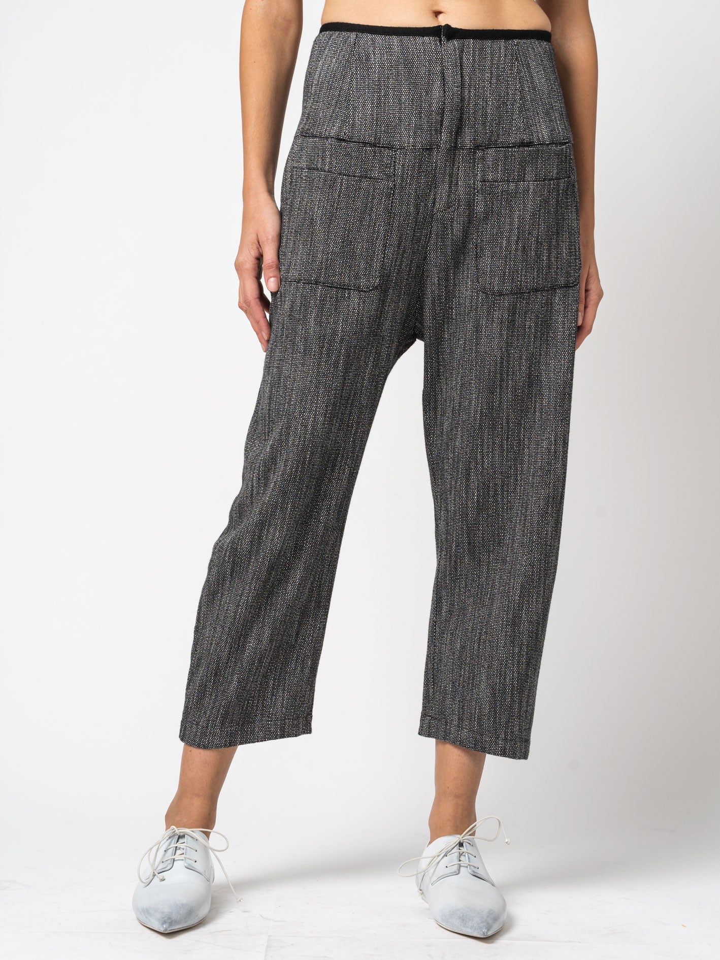 Micro - Patterned Low Crotch Trousers - by TRANSIT