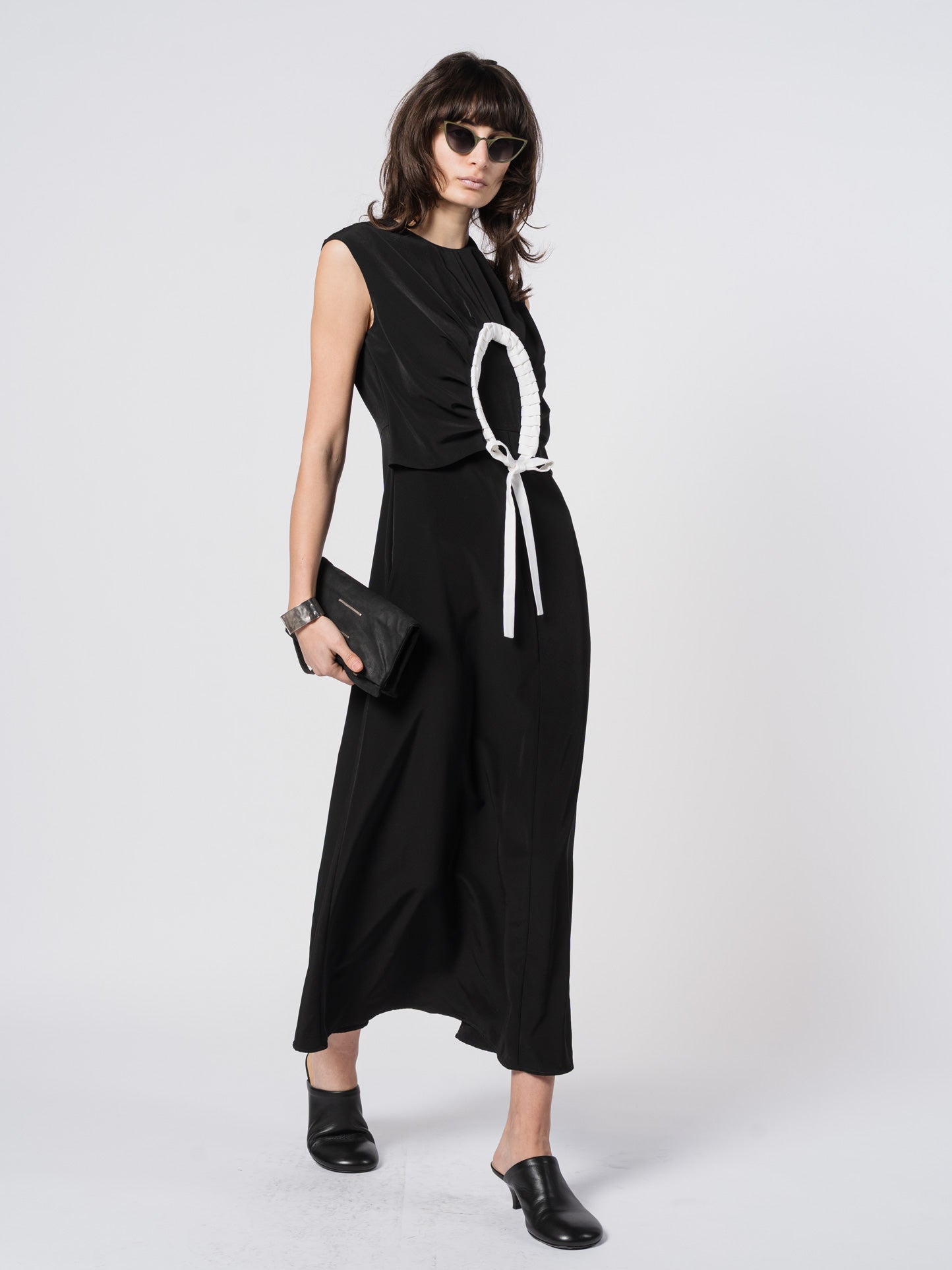 Midi Dress with Pleated Motif - by SHARONA SHARVIT