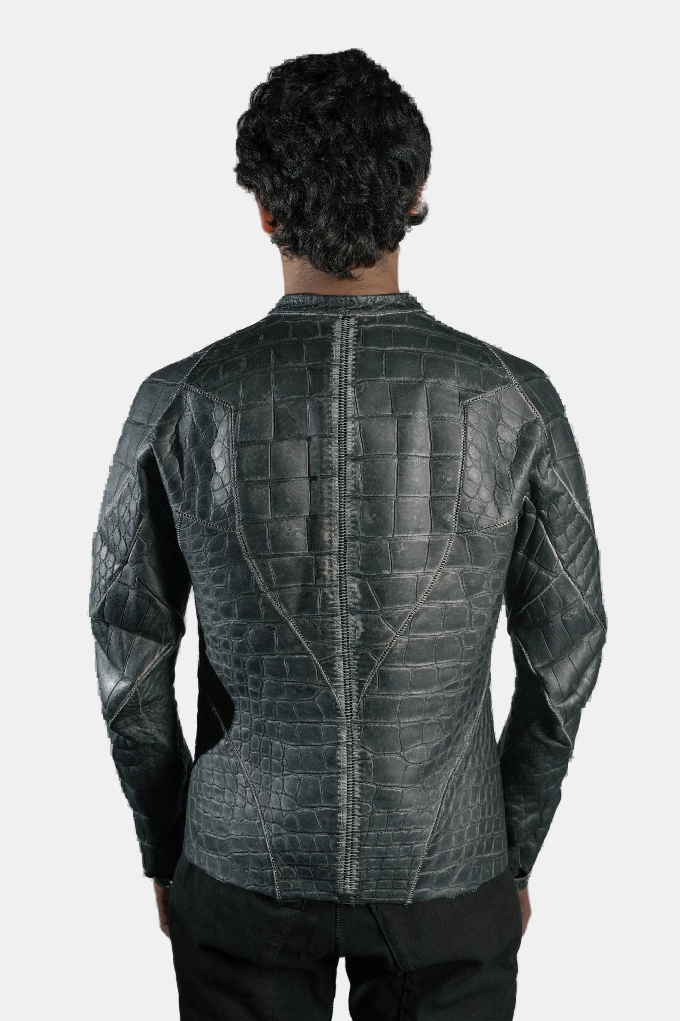 Musculaire Alligator Leather Jacket - Plomb - by ISAAC SELLAM