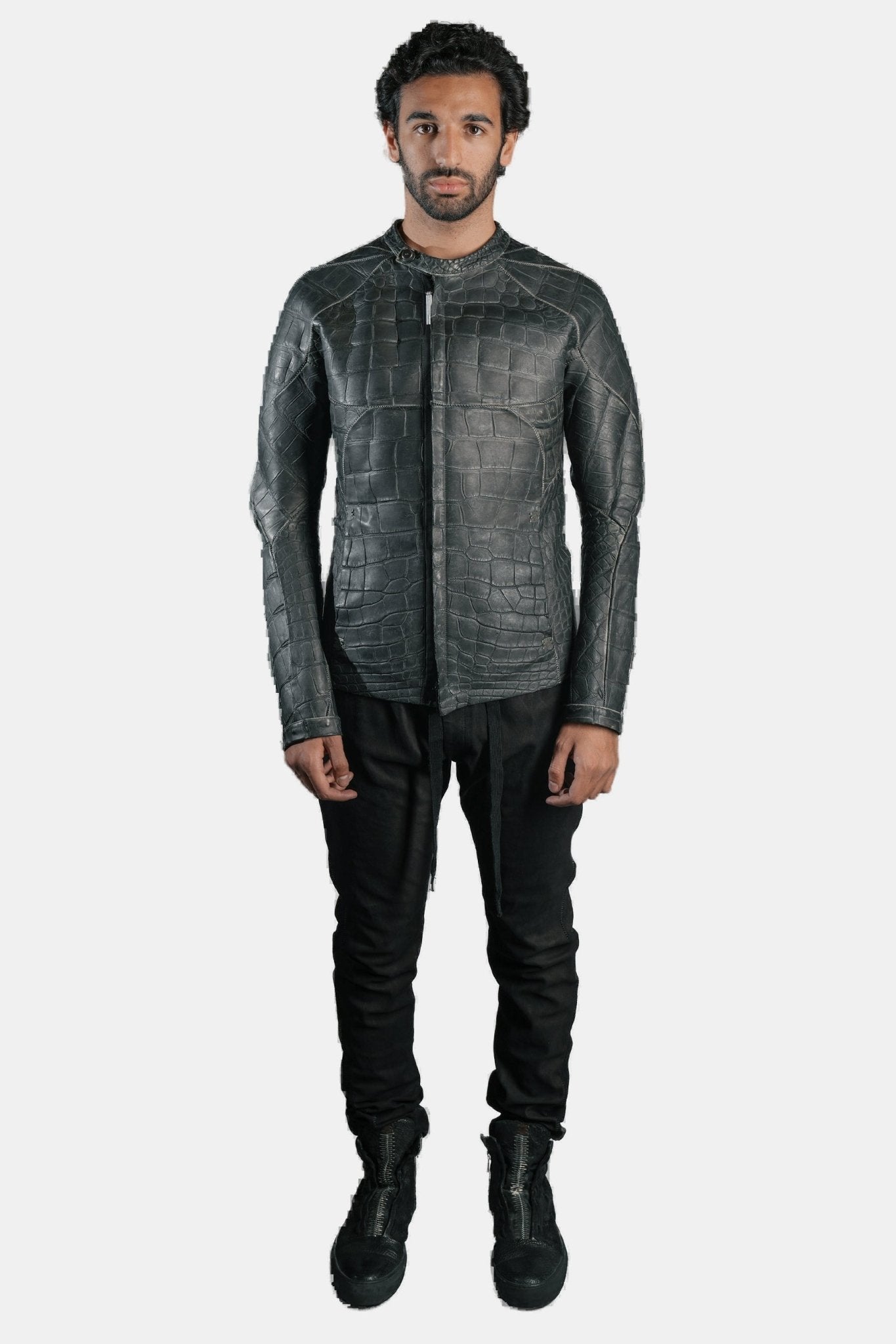 Musculaire Alligator Leather Jacket - Plomb - by ISAAC SELLAM
