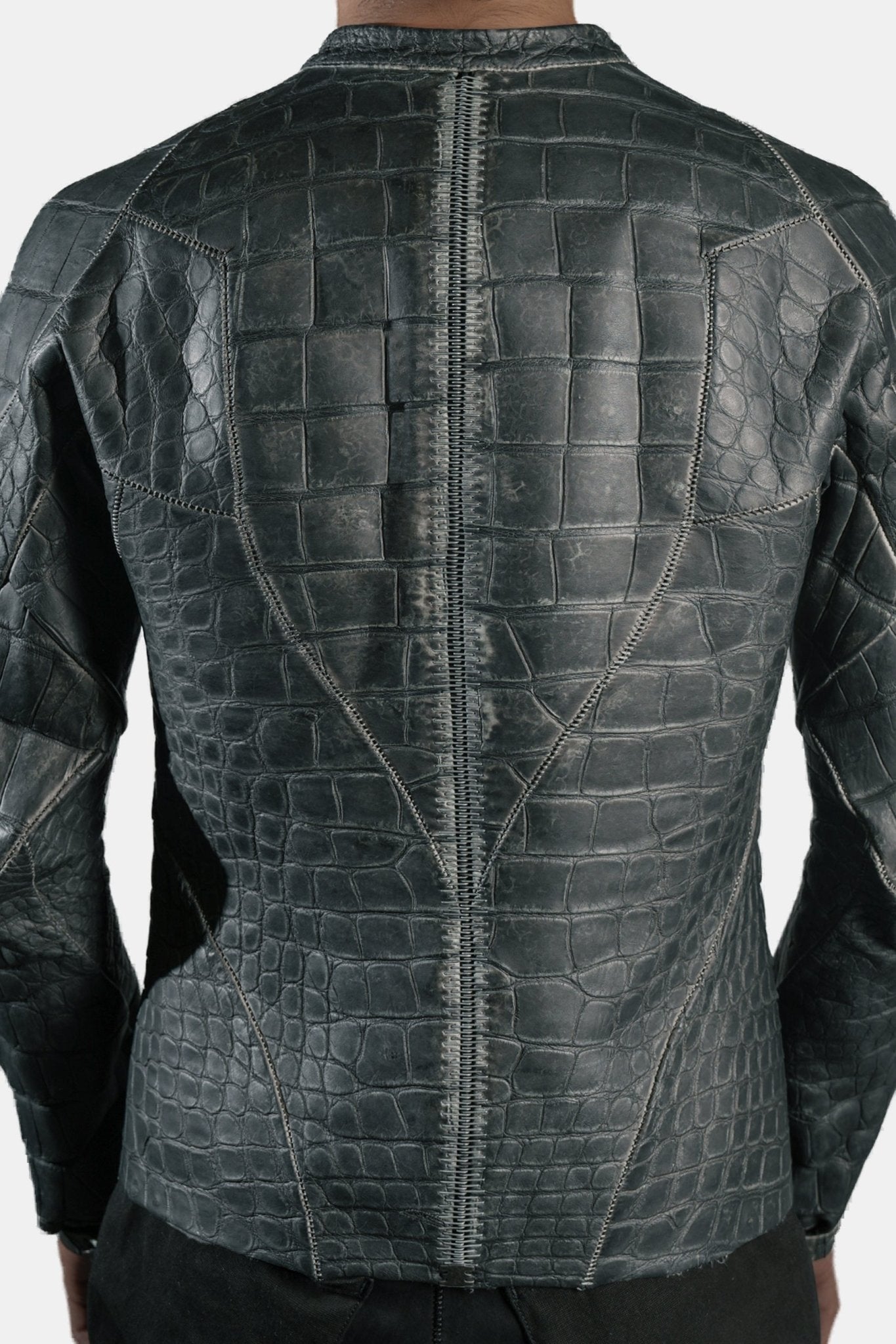 Musculaire Alligator Leather Jacket - Plomb - by ISAAC SELLAM