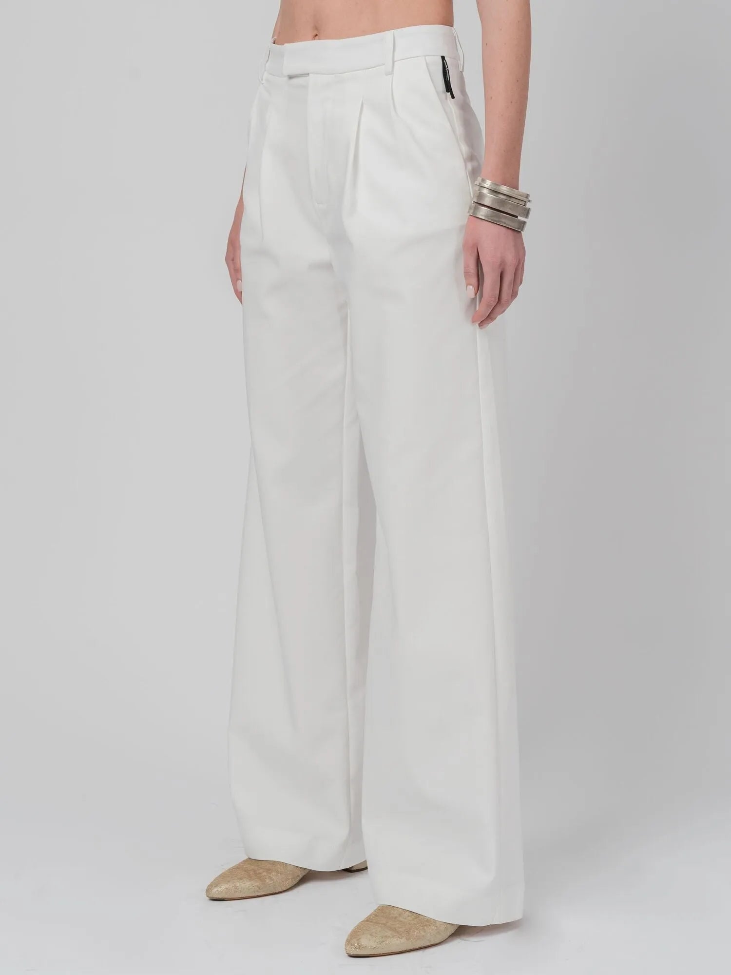 Nostra Santissima High - Rise Wide - Leg Pleated Trousers White - by NOSTRA SANTISSIMA