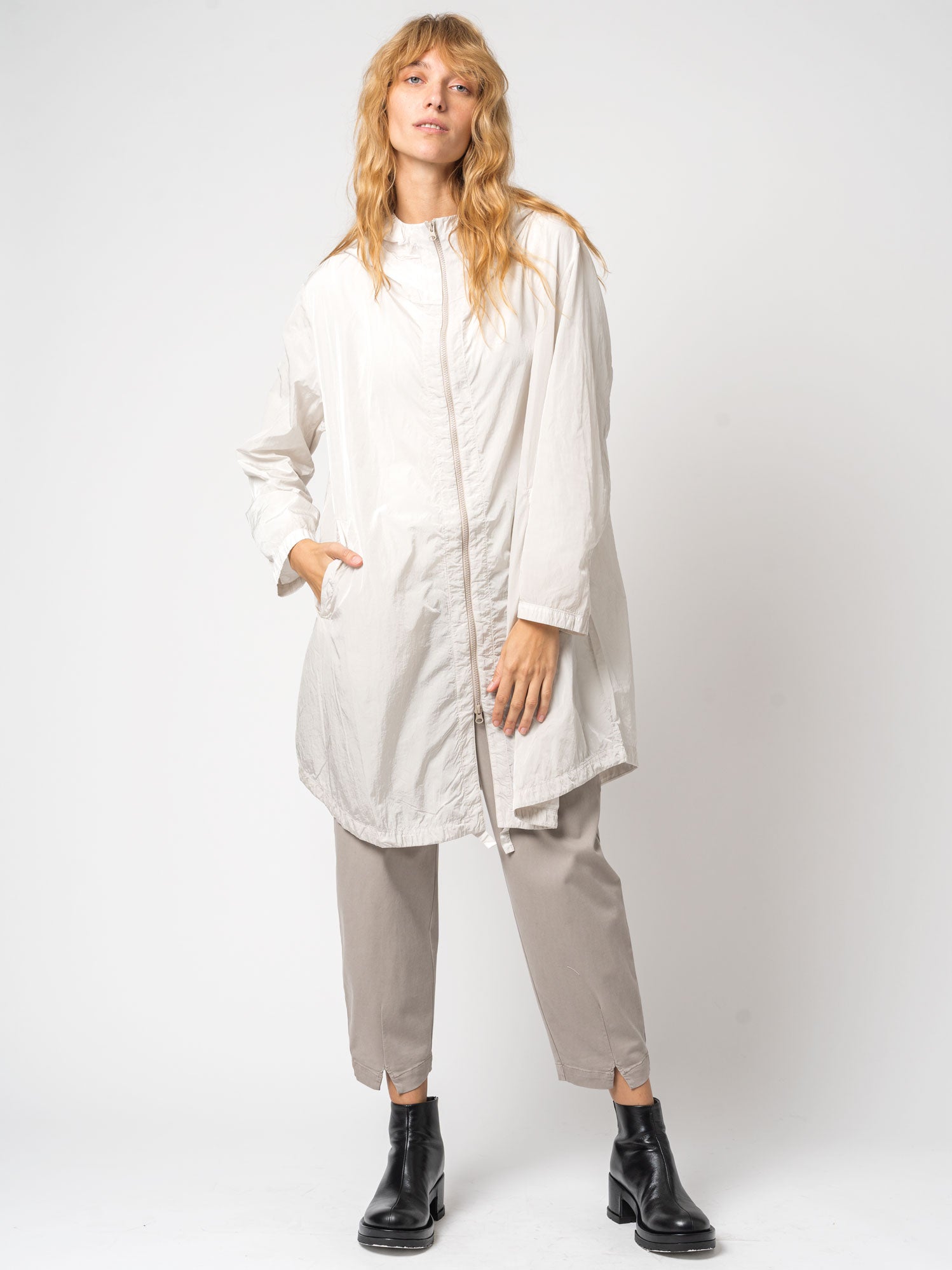 Nylon Hooded Duster - by TRANSIT
