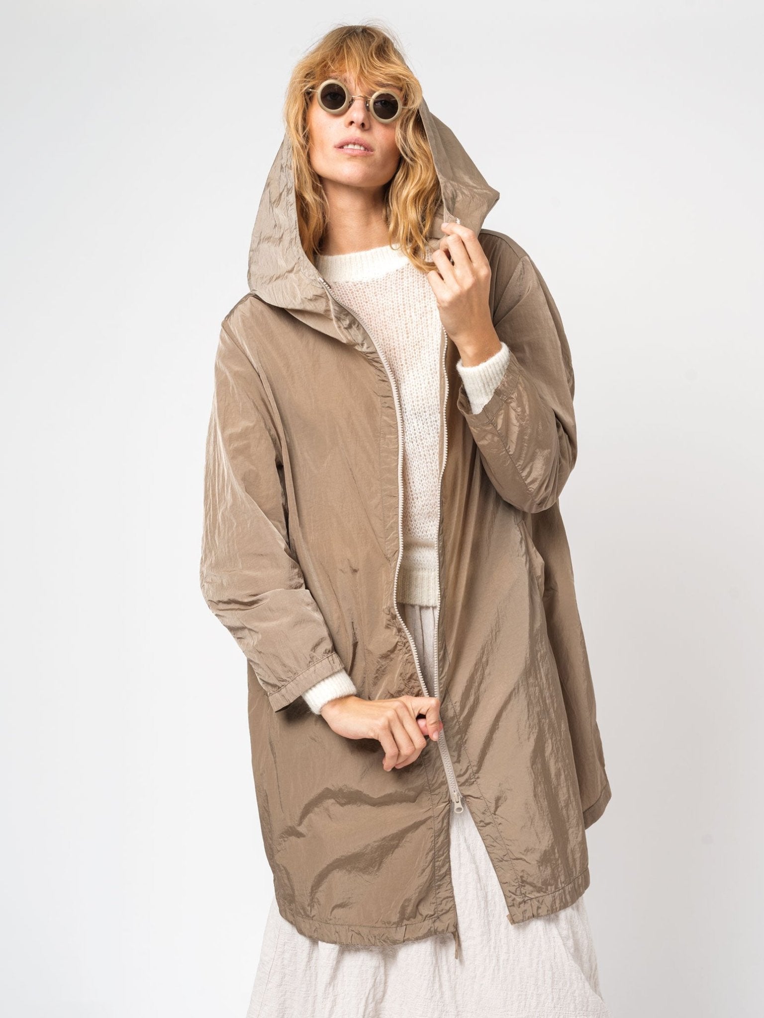 Nylon Hooded Duster - by TRANSIT