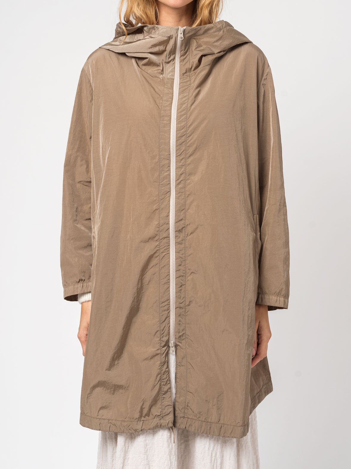 Nylon Hooded Duster - by TRANSIT