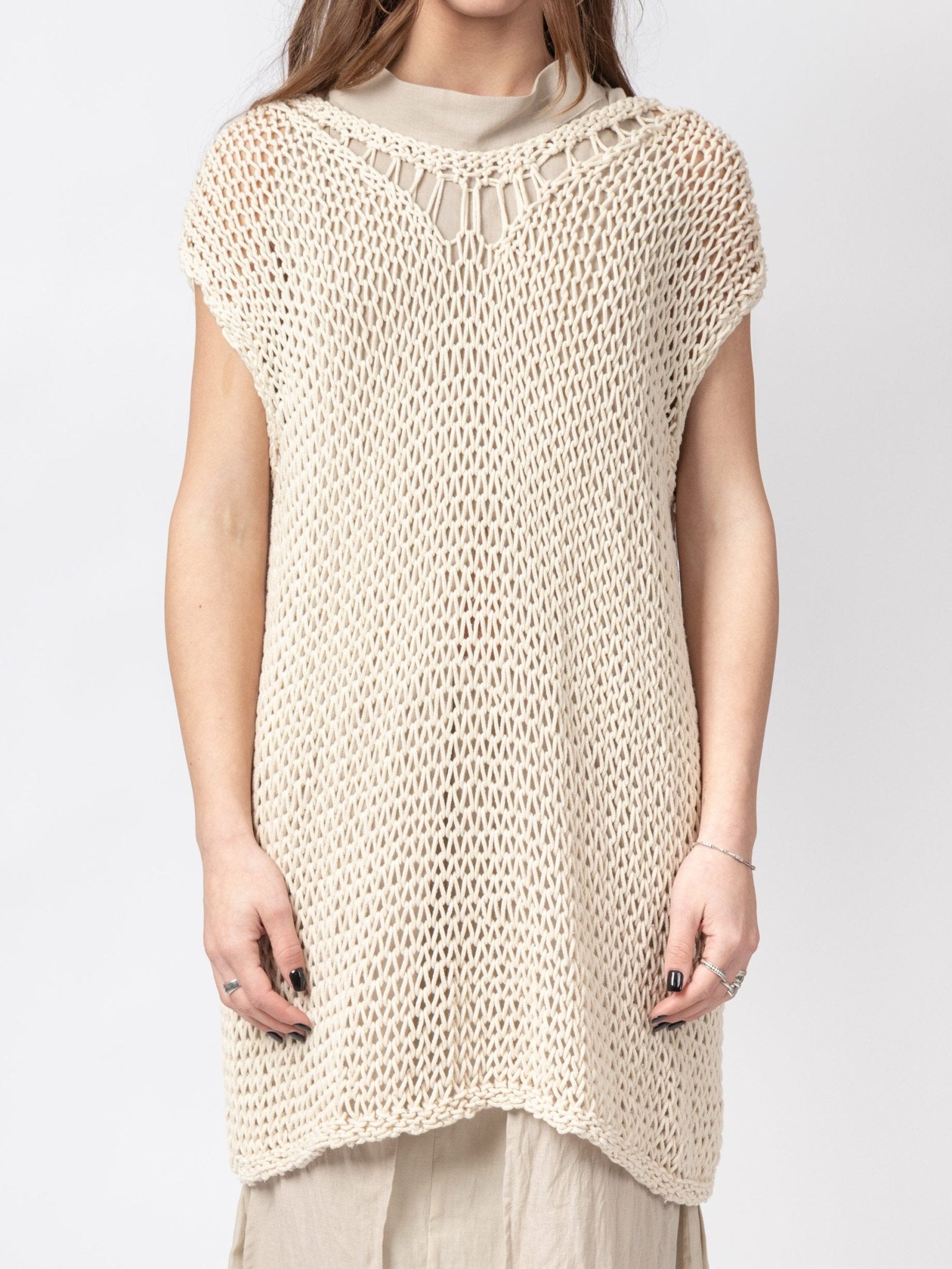 Open Knit Sleeveless Top - by VAGUE