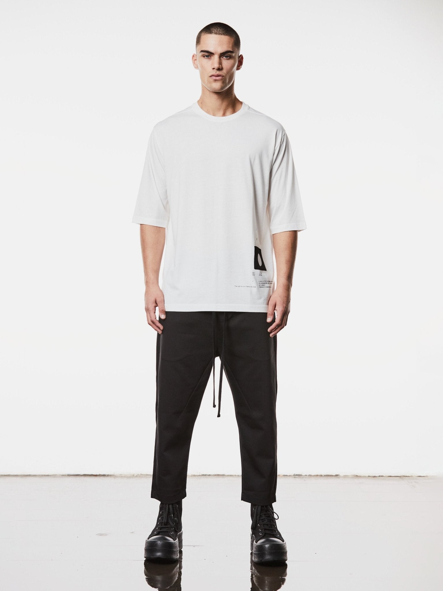 Oversized Cotton T-Shirt with Print Details - by THOM KROM