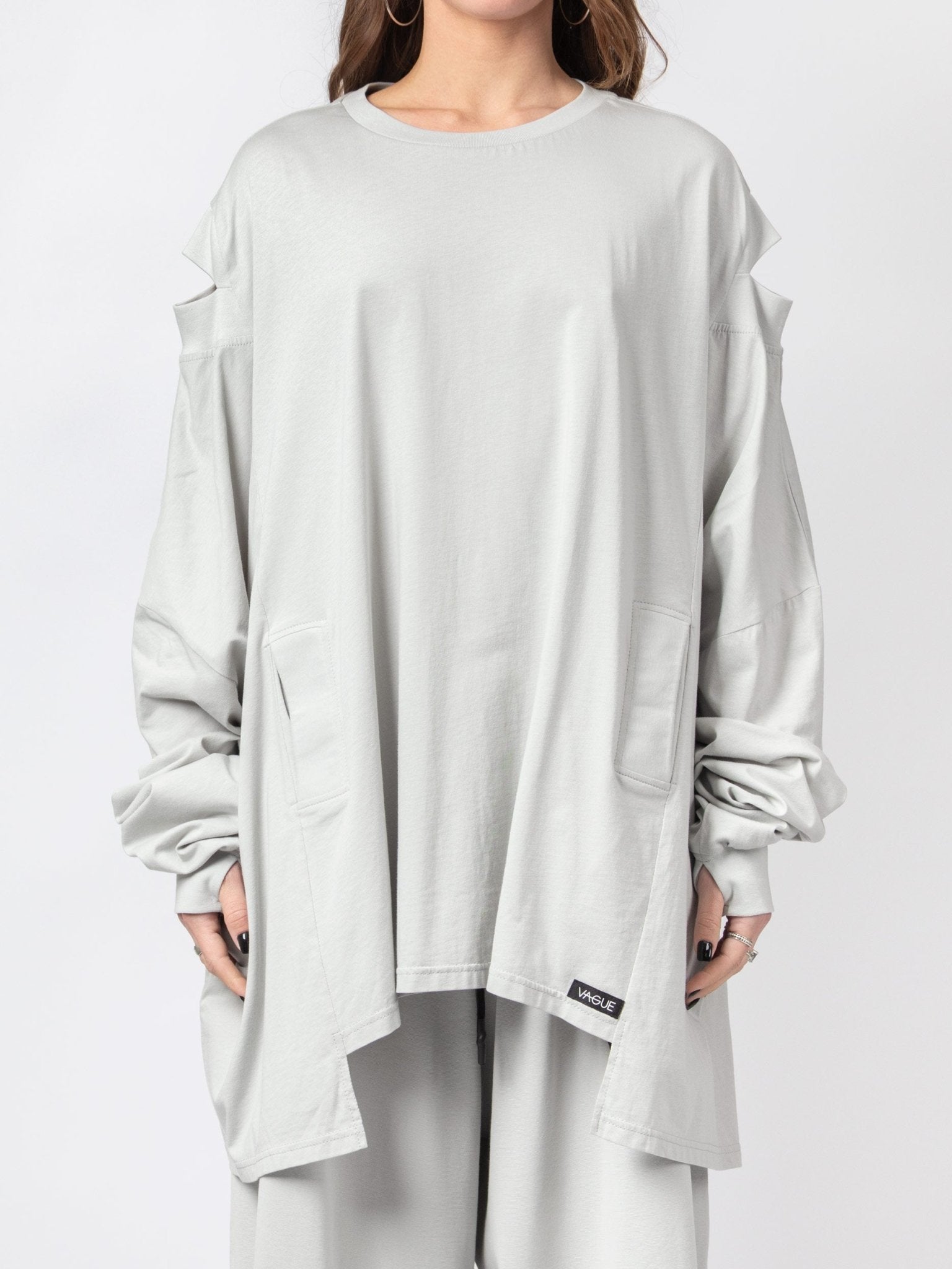 Oversized Cut - Out Pocket Top - by VAGUE