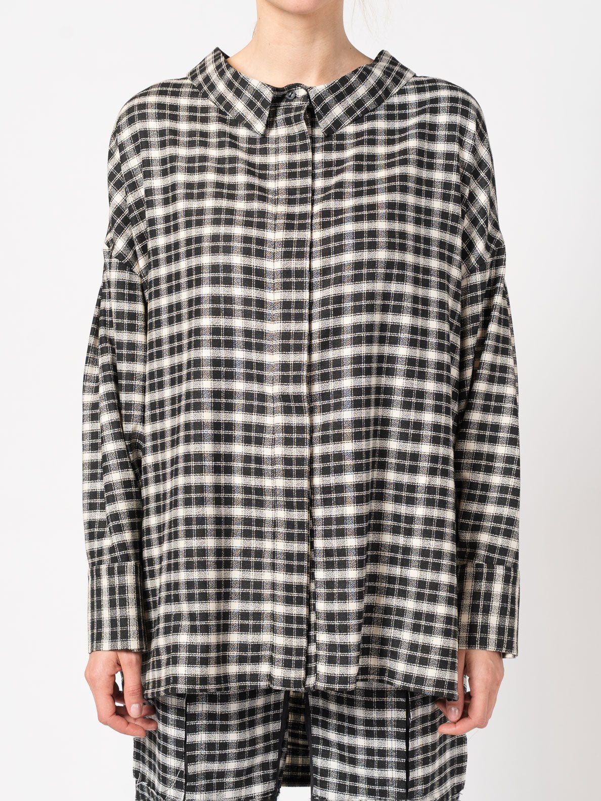 Oversized Plaid Cotton Shirt - by 139DEC